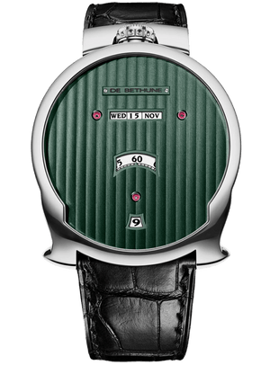 De Bethune DBD Evergreen 42.6 mm Titanium Green “Côtes de Genève” Dial Black Leather Strap DBDRE