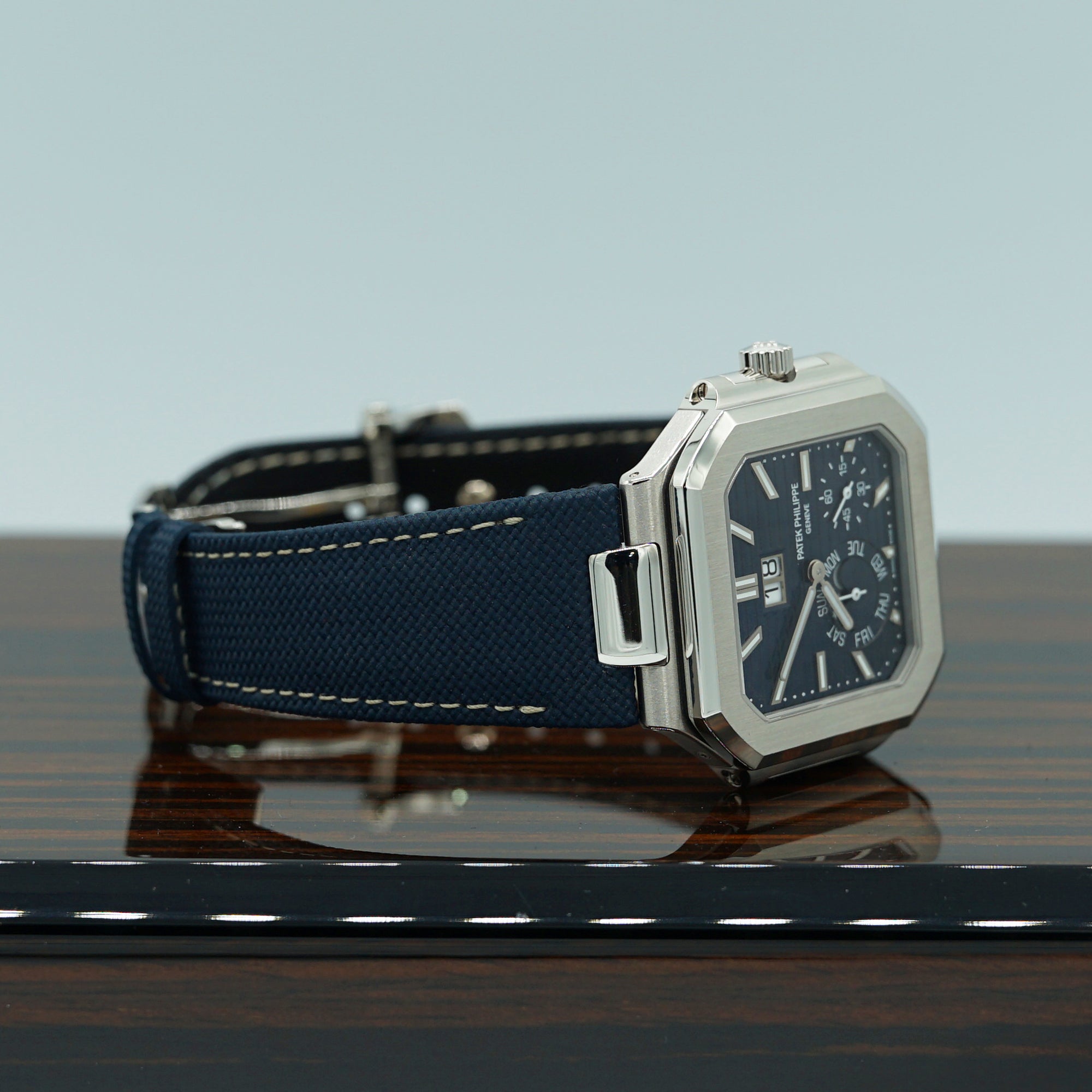 Patek Philippe Cubitus 45mm Sunburst Blue Dial Platinum 5822P-001 - WATCHXNYC