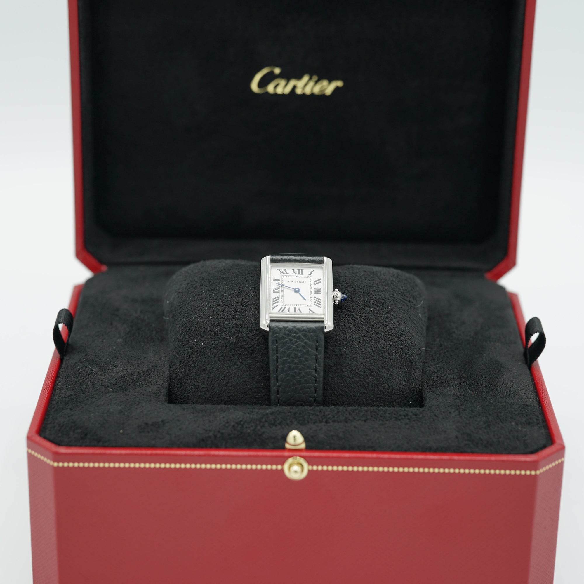 Cartier Tank Must Small 29.5 mm x 22 mm Silver Dial Steel Black  Strap WSTA0135 - WATCHXNYC