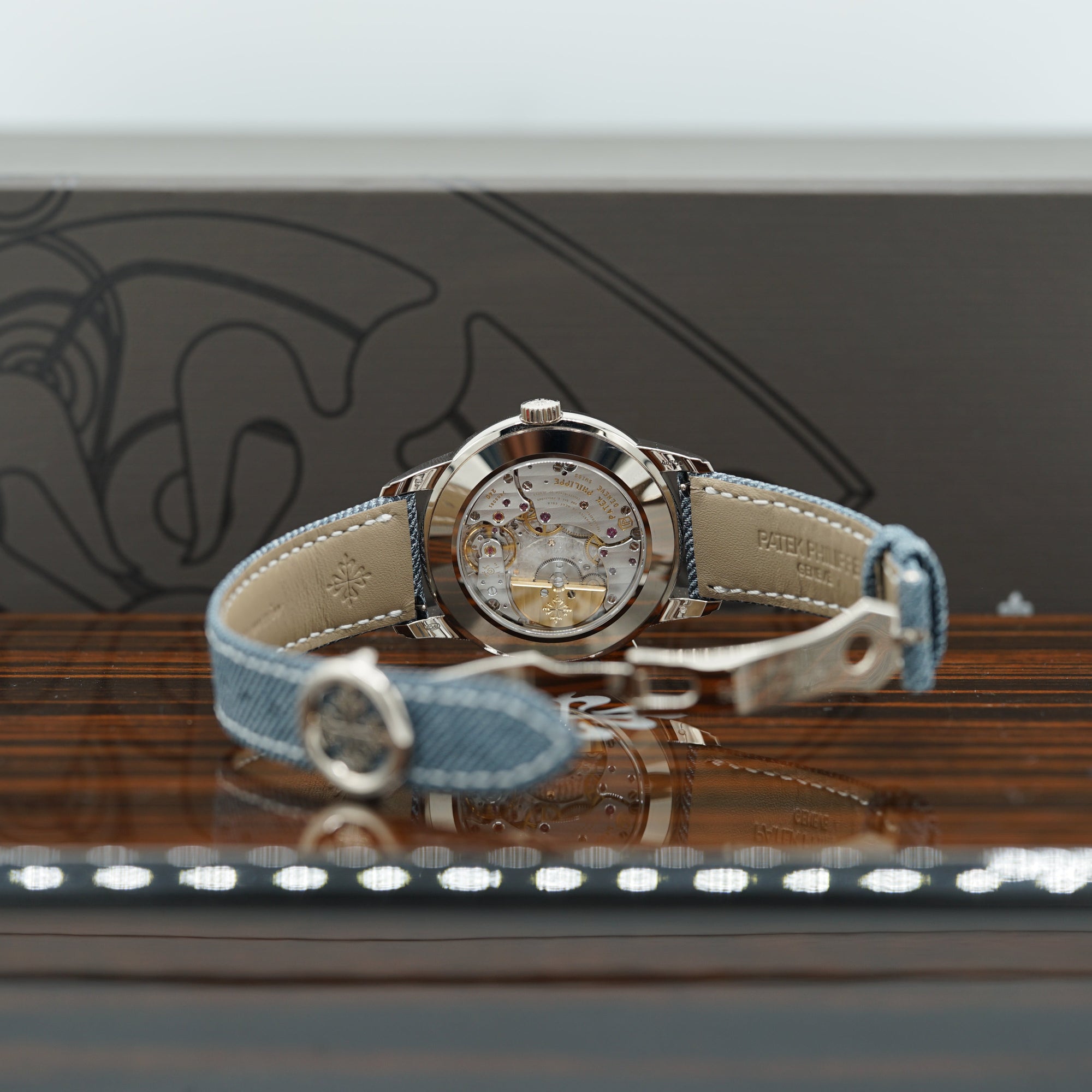 Patek Philippe Complications World Time Carbon Dial   Blue Strap 38.5 mm 5231G-001 - WATCHXNYC