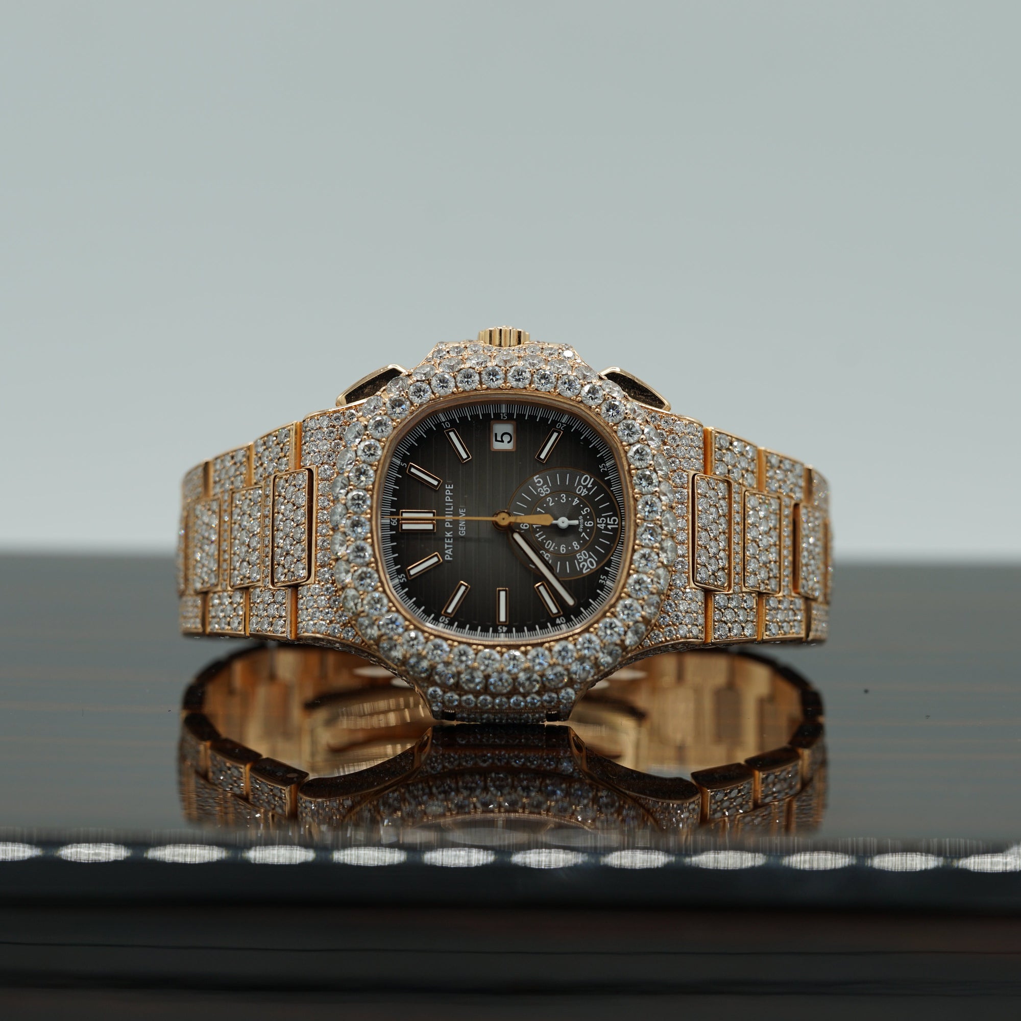 Patek Philippe 5980/1R-001 Nautilus 40.5mm Black Gradient Dial Rose Gold - WATCHXNYC