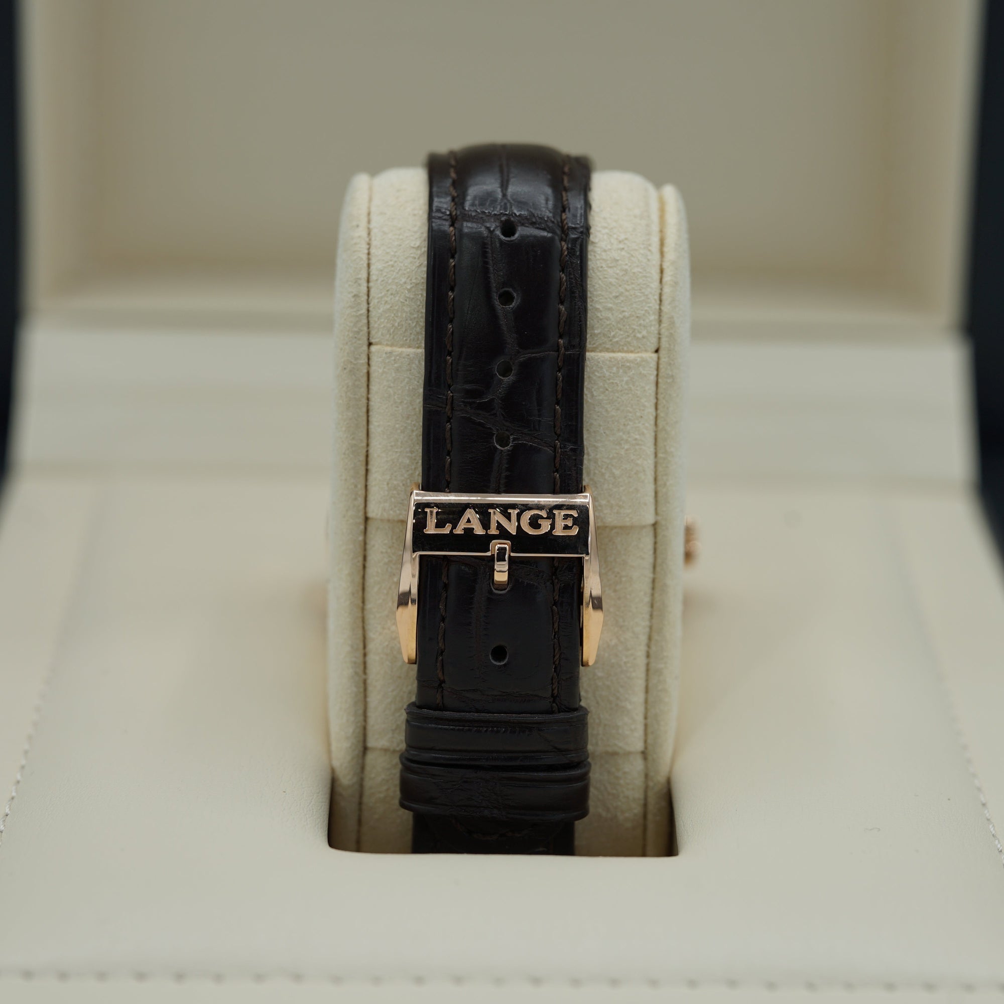 A. Lange &amp; Sohne LANGE 1 MOON PHASE 38.5 mm Silver Dial 18K Pink Gold   Leather Strap 192.032 / LSLS1924AD - WATCHXNYC