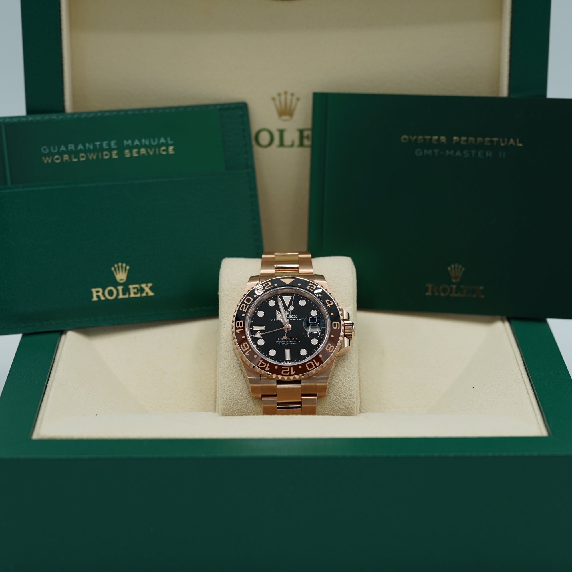 Rolex GMT-Master II 40 mm Black Dial 18 kt Everose Gold Oyster Bracelet 126715chnr-0001 - WATCHXNYC