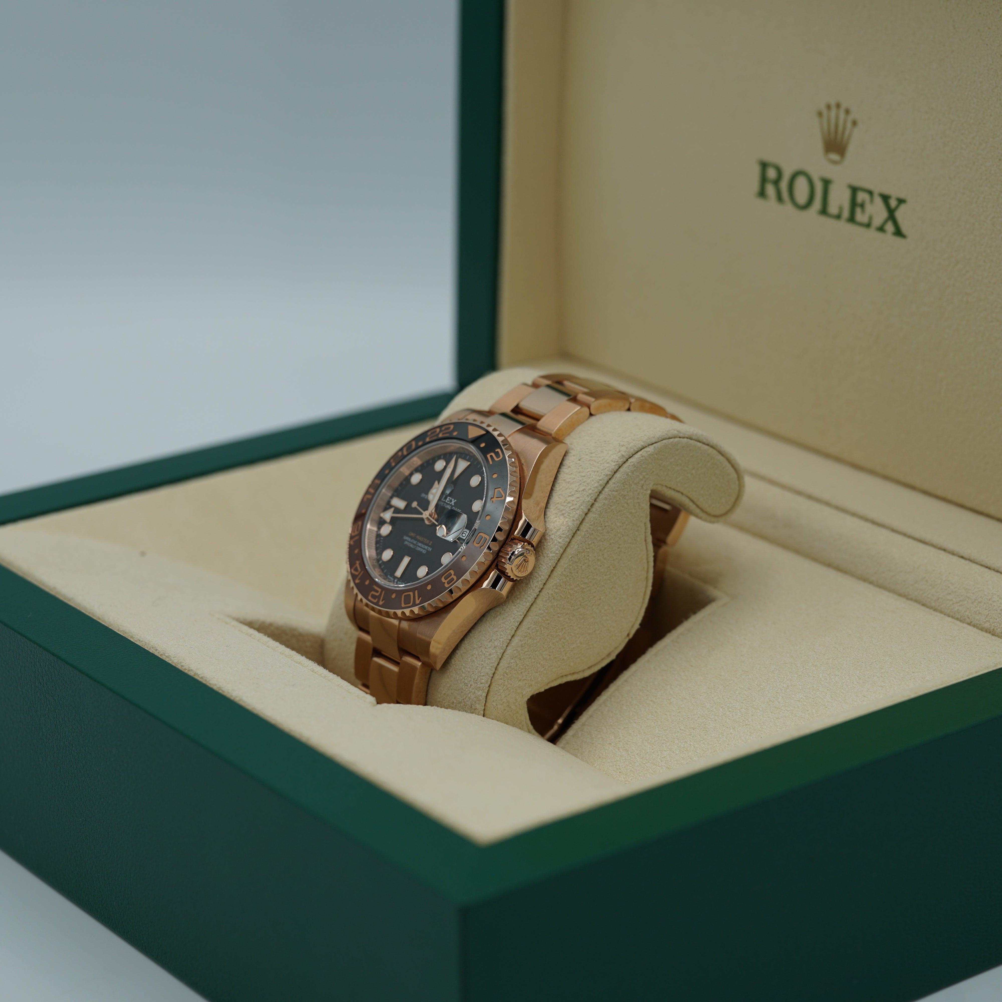 Rolex GMT-Master II 40 mm Black Dial 18 kt Everose Gold Oyster Bracele