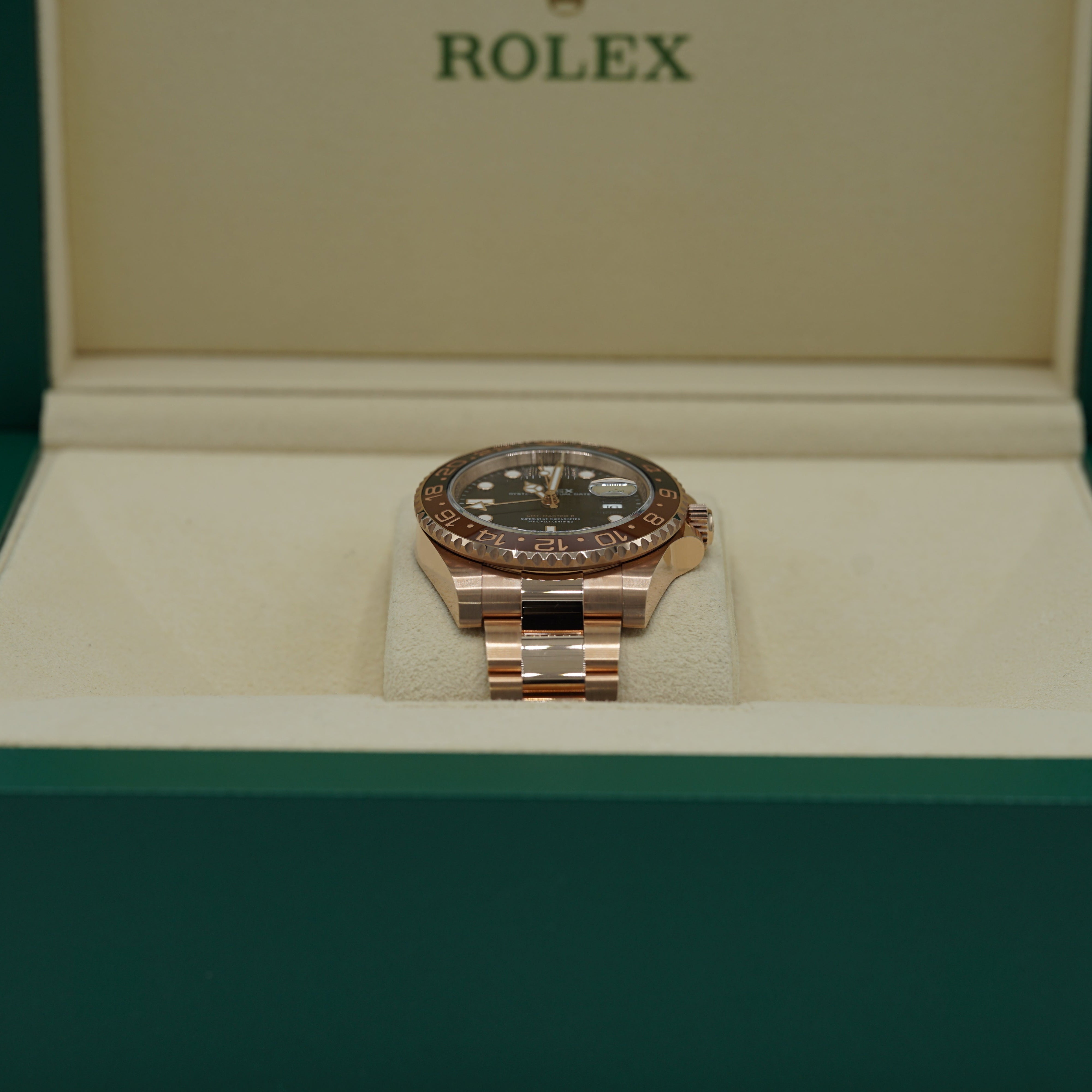Rolex GMT-Master II 40 mm Black Dial 18 kt Everose Gold Oyster Bracele