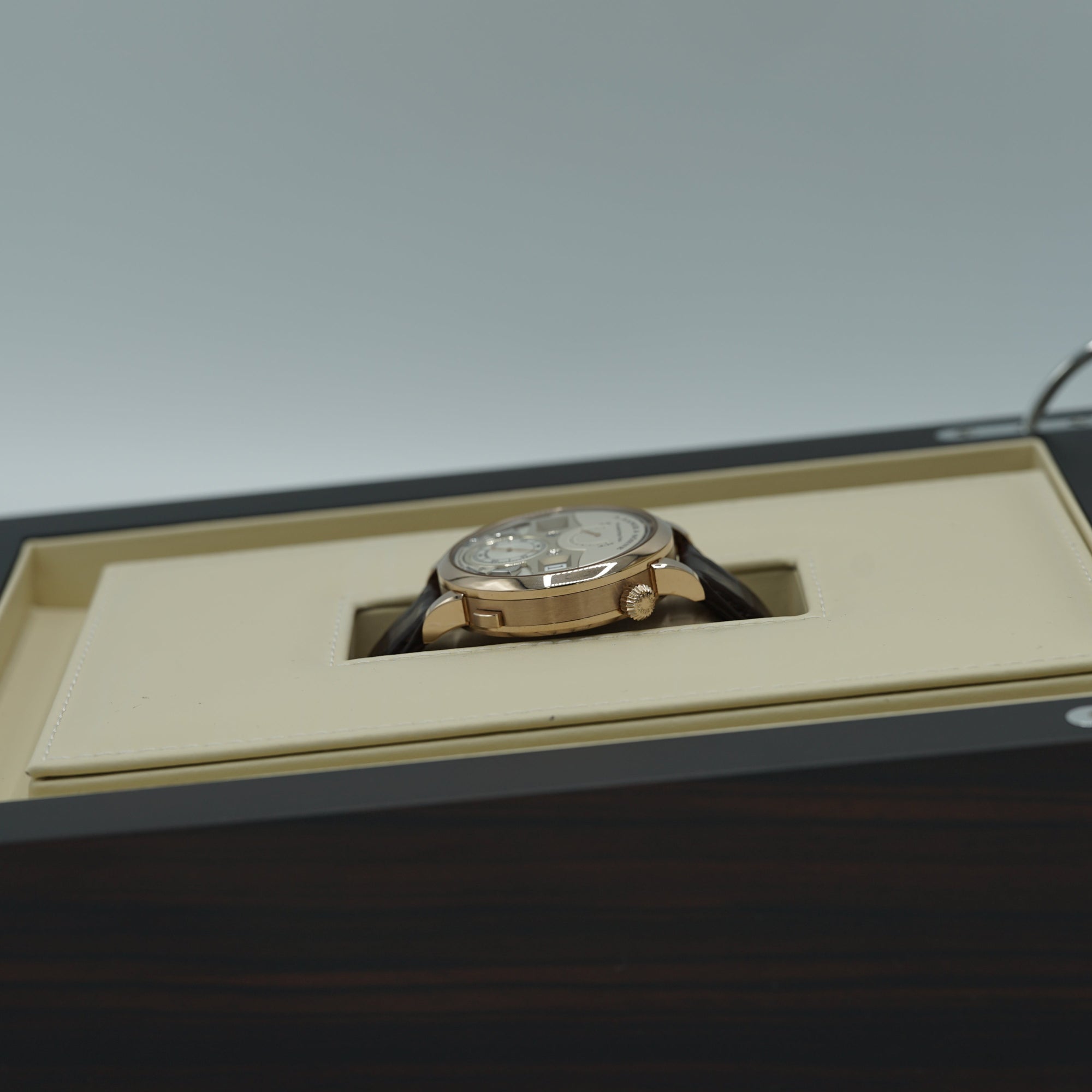 A. Lange &amp; Sohne Zeitwerk Decimal Strike 44.2 mm Silver Dial 18k Honey Gold   Leather Strap 143.050 / LSLS1436AA - WATCHXNYC