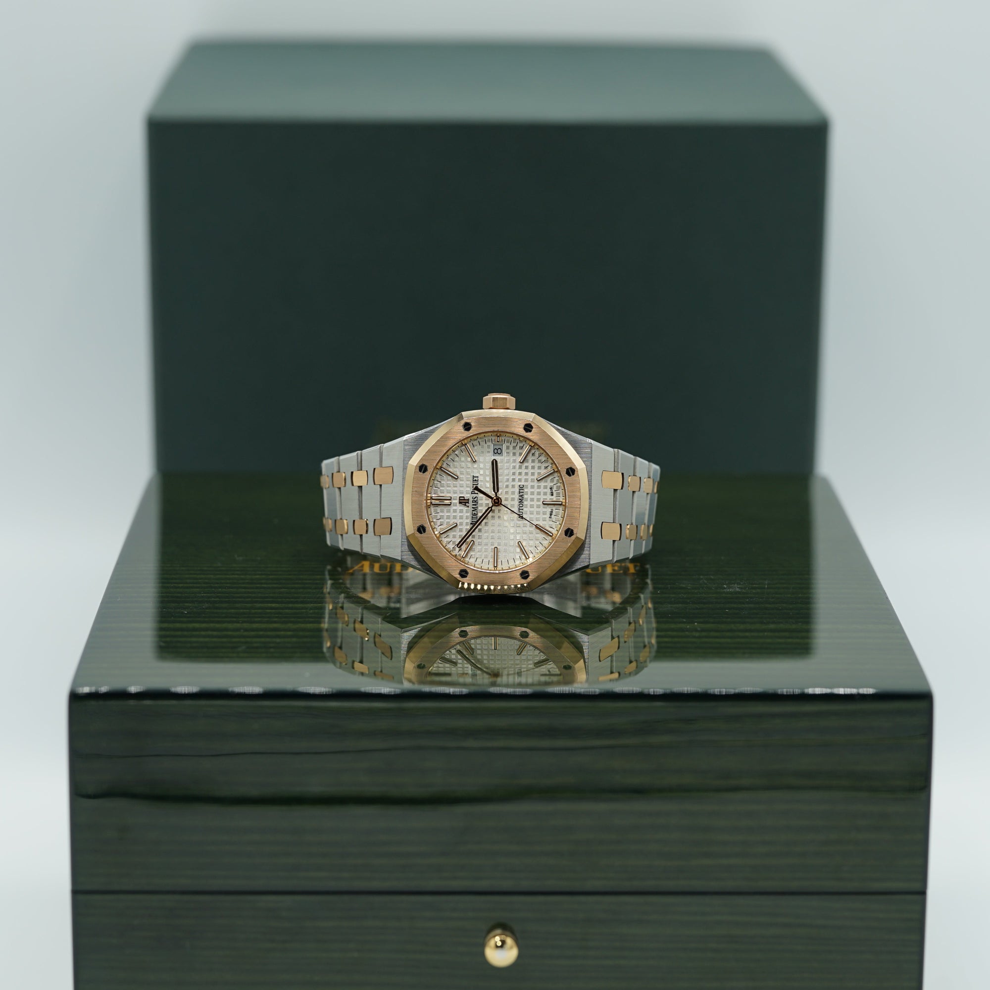 Audemars Piguet Royal Oak 37mm Silver Dial Stainless Steel &amp; Pink Gold 15450SR.OO.1256SR.01 - WATCHXNYC