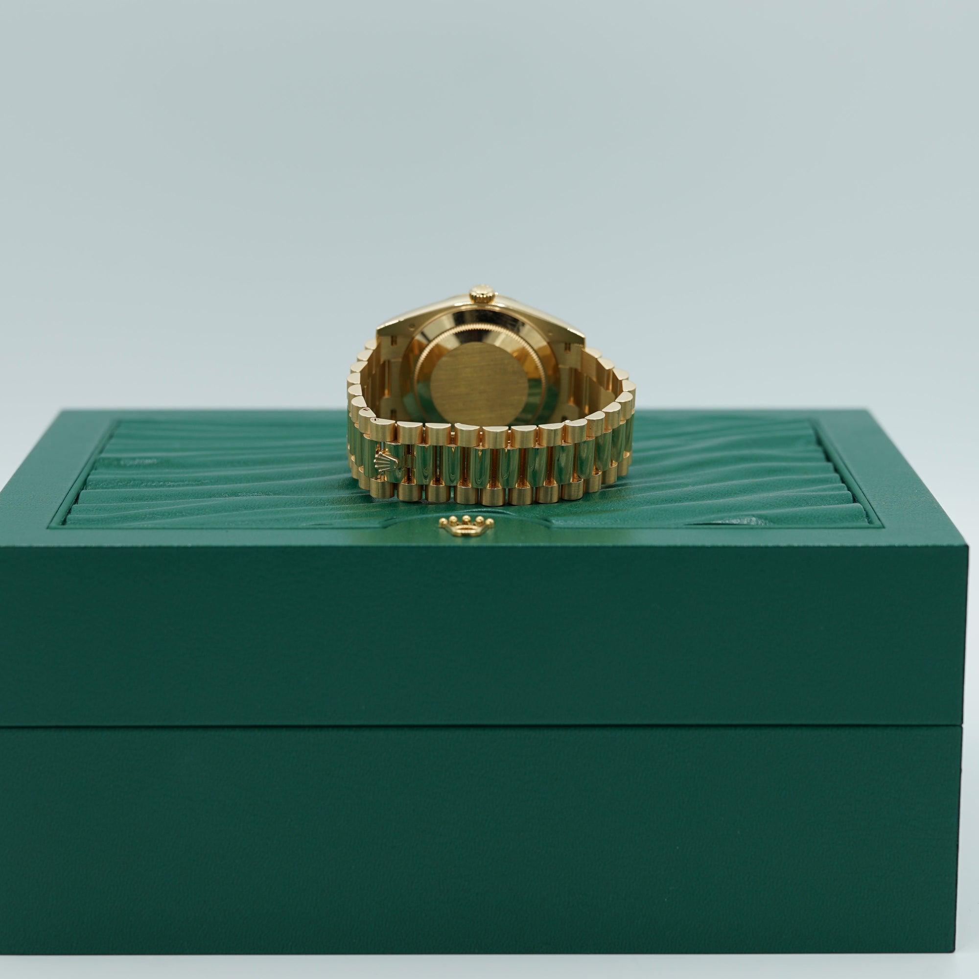 Rolex Day-Date 40 mm Green Ombré Dial 18k Yellow Gold President Bracelet 228238-0069 - WATCHXNYC