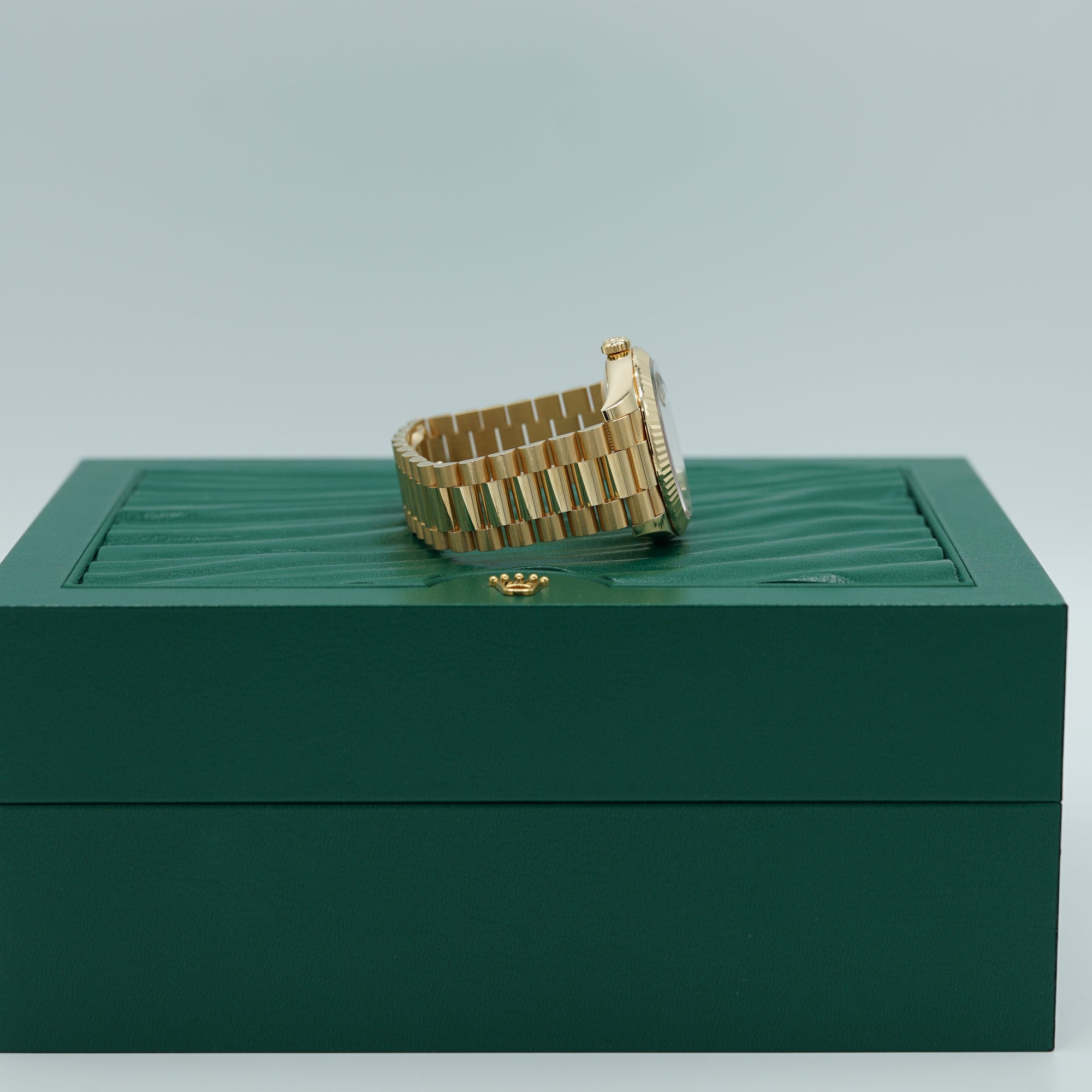 Rolex Day-Date 40 mm Green Ombré Dial 18k Yellow Gold President Bracelet 228238-0069 - WATCHXNYC