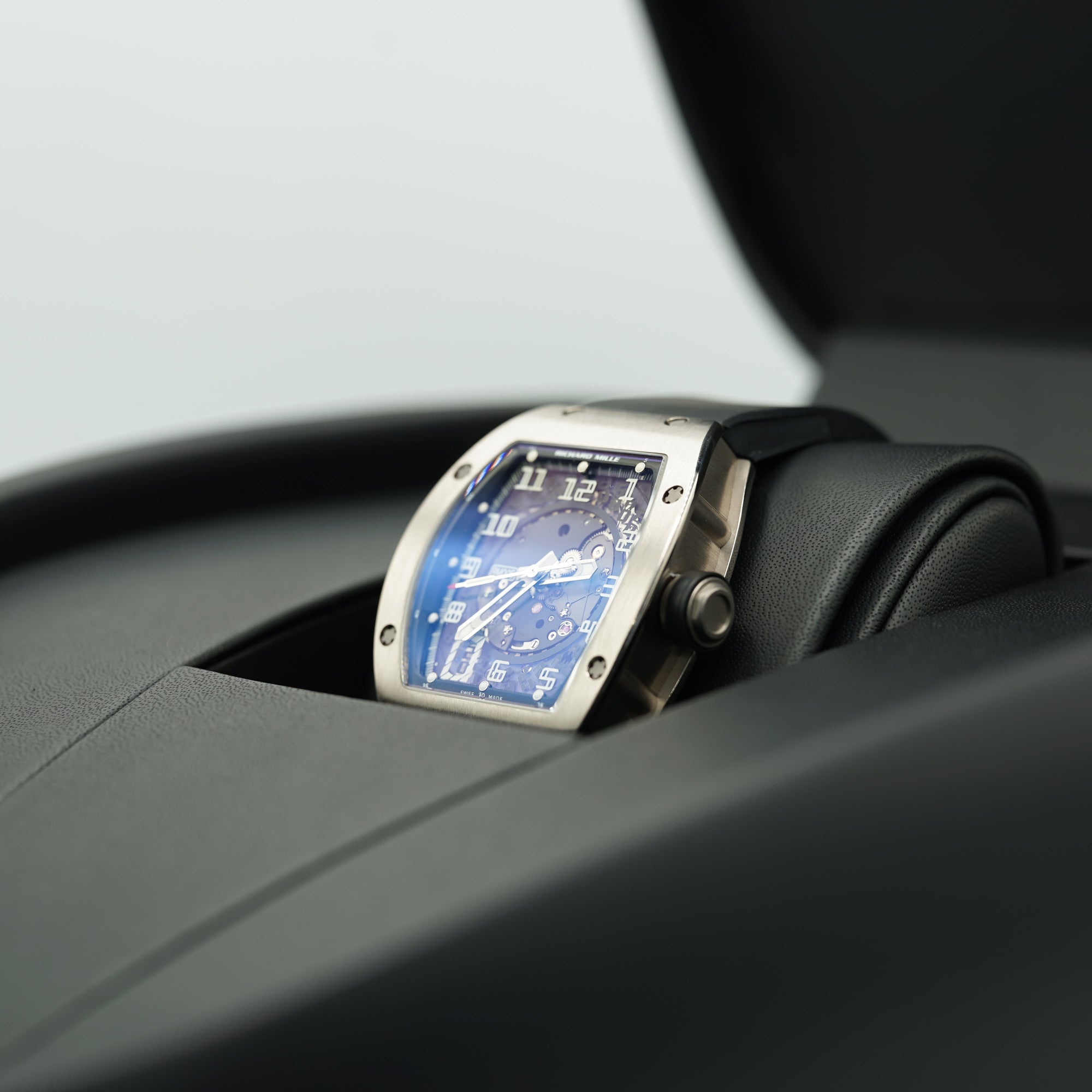 Richard Mille RM005 White Gold 38 mm x 45 mm Transparent Dial White Gold Rubber Strap