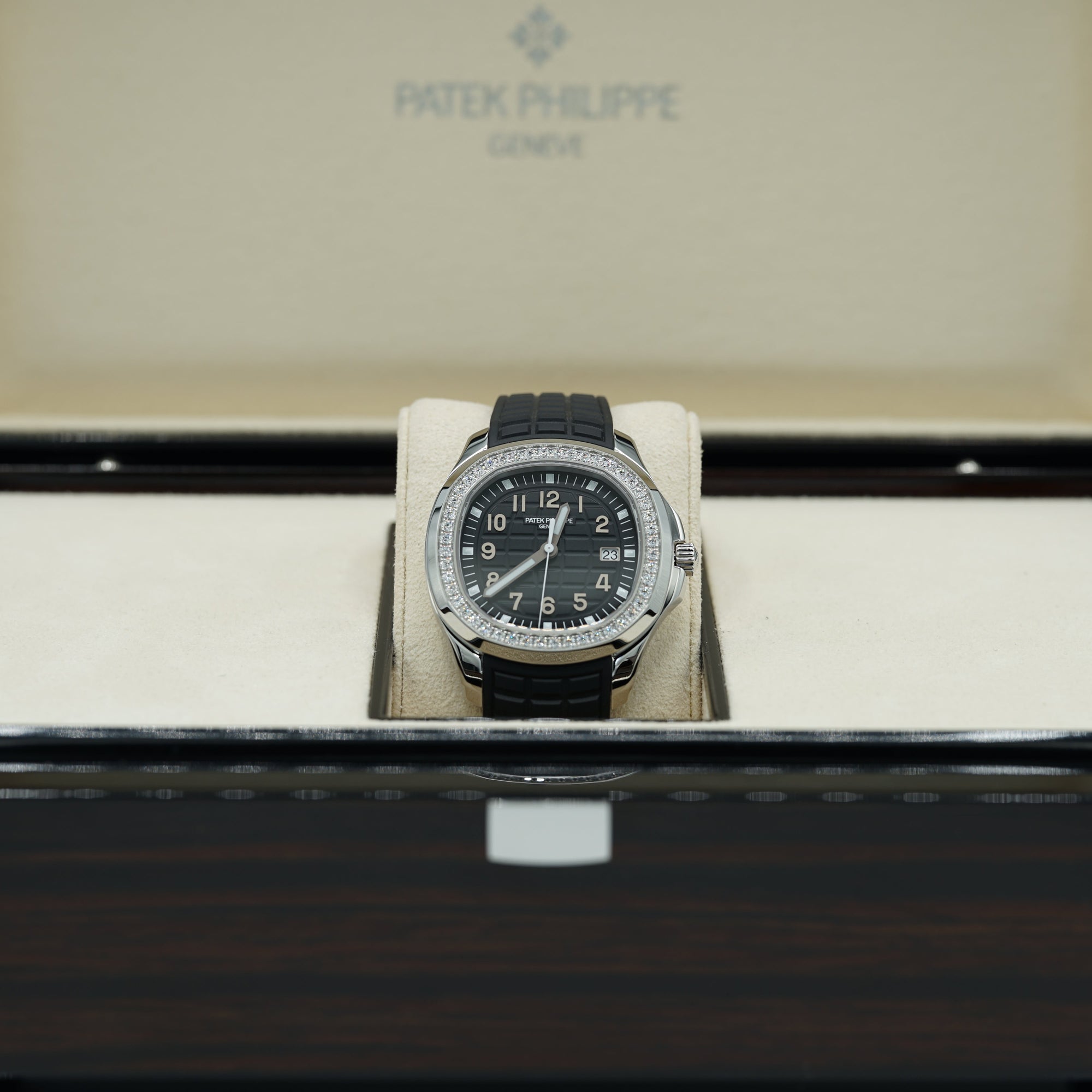Patek Philippe Aquanaut Luce Black Dial Steel &amp; Diamond Case/Rubber Strap 38.8mm 5267/200A - WATCHXNYC