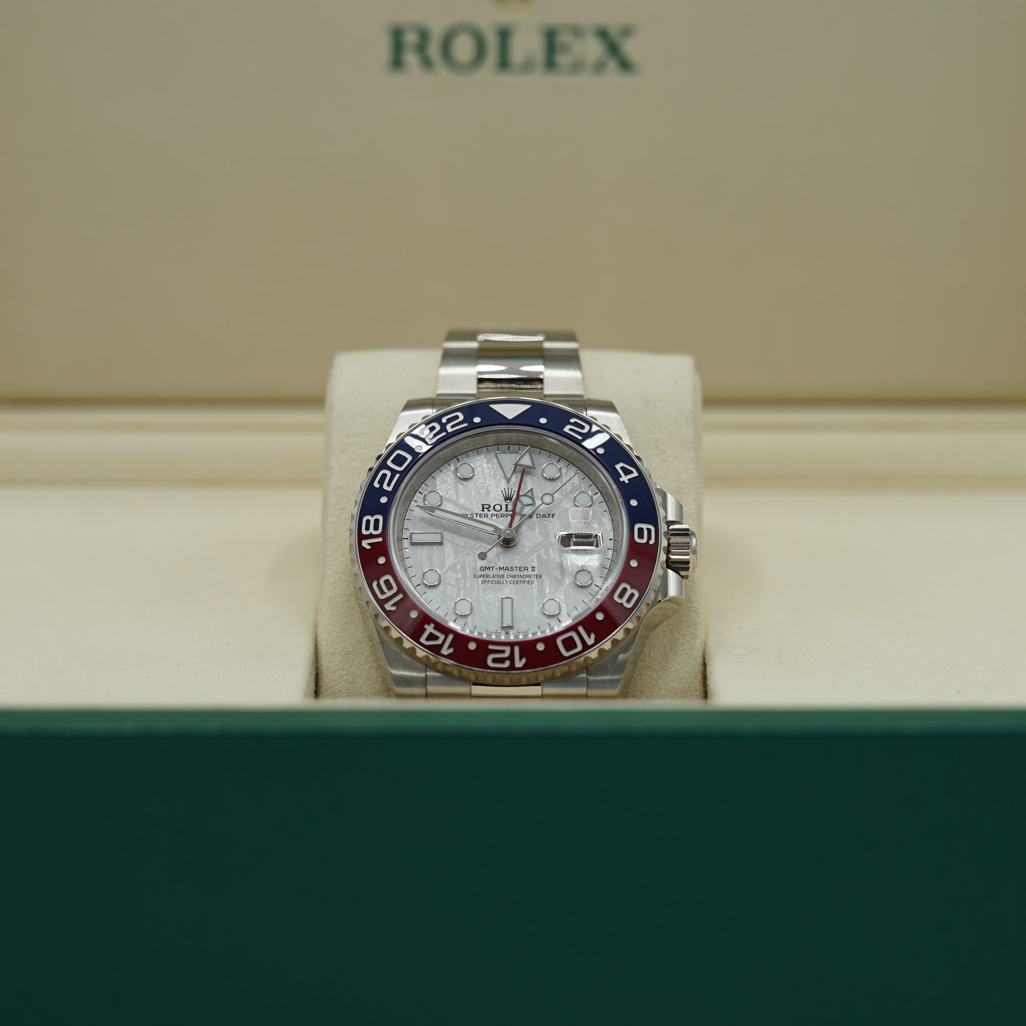 Rolex GMT-Master II 40 mm Meteorite Dial 18 kt white gold Oyster Bracelet 126719blro-0002 - WATCHXNYC