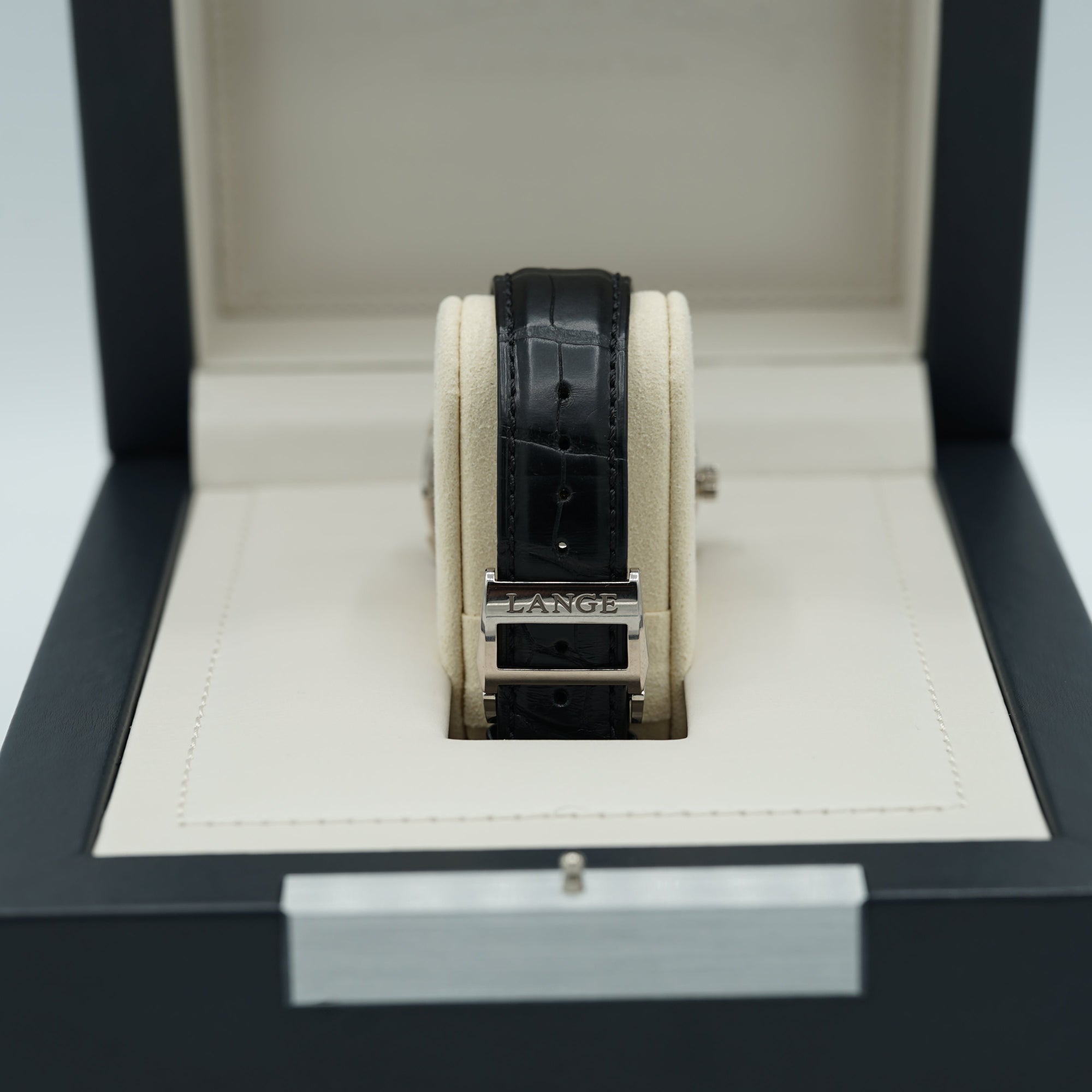 A. Lange &amp; Sohne LANGE 1 TIME ZONE 41.9 mm Black Dial 18K White Gold   Leather Strap 136.029 / LSLS1363AG - WATCHXNYC