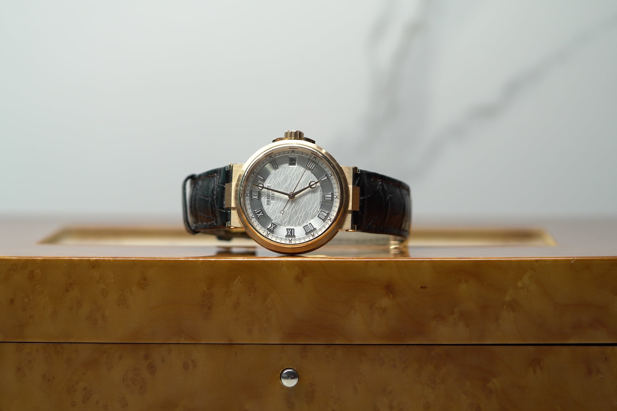 Breguet Marine 40 mm Silver Dial 18k Rose Gold Brown Leather Strap 5517BR/12/9ZU - WATCHXNYC