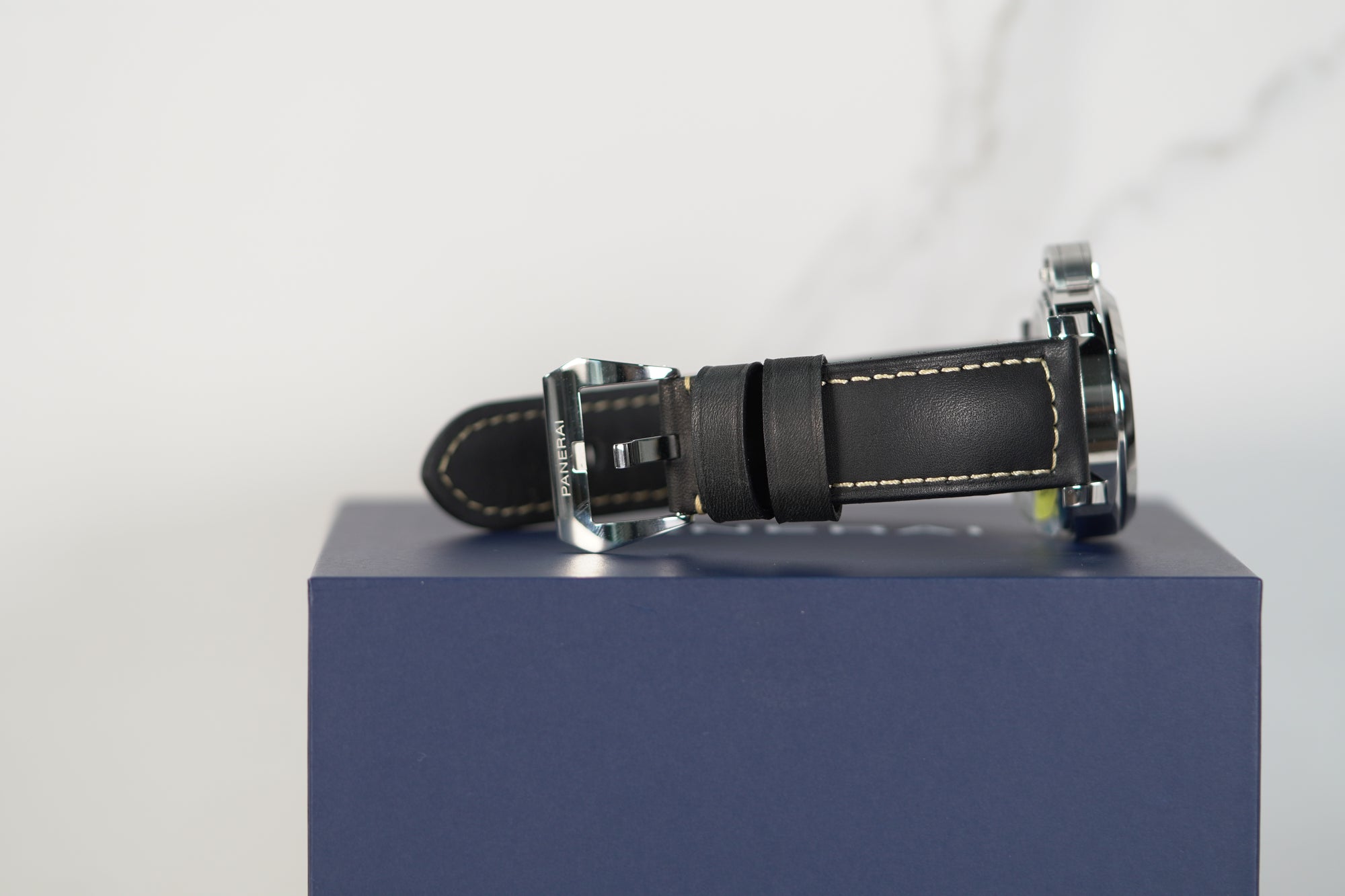 Panerai Luminor 8 Giorni 44 mm Black Dial Stainless Steel Black   Leather Strap PAM00915