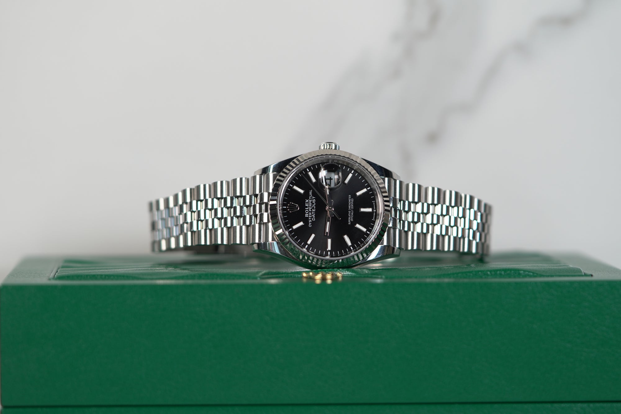 Rolex Datejust 36 36mm Bright Black Dial Oystersteel and White Gold Jubilee Bracelet 126234-0015 - WATCHXNYC