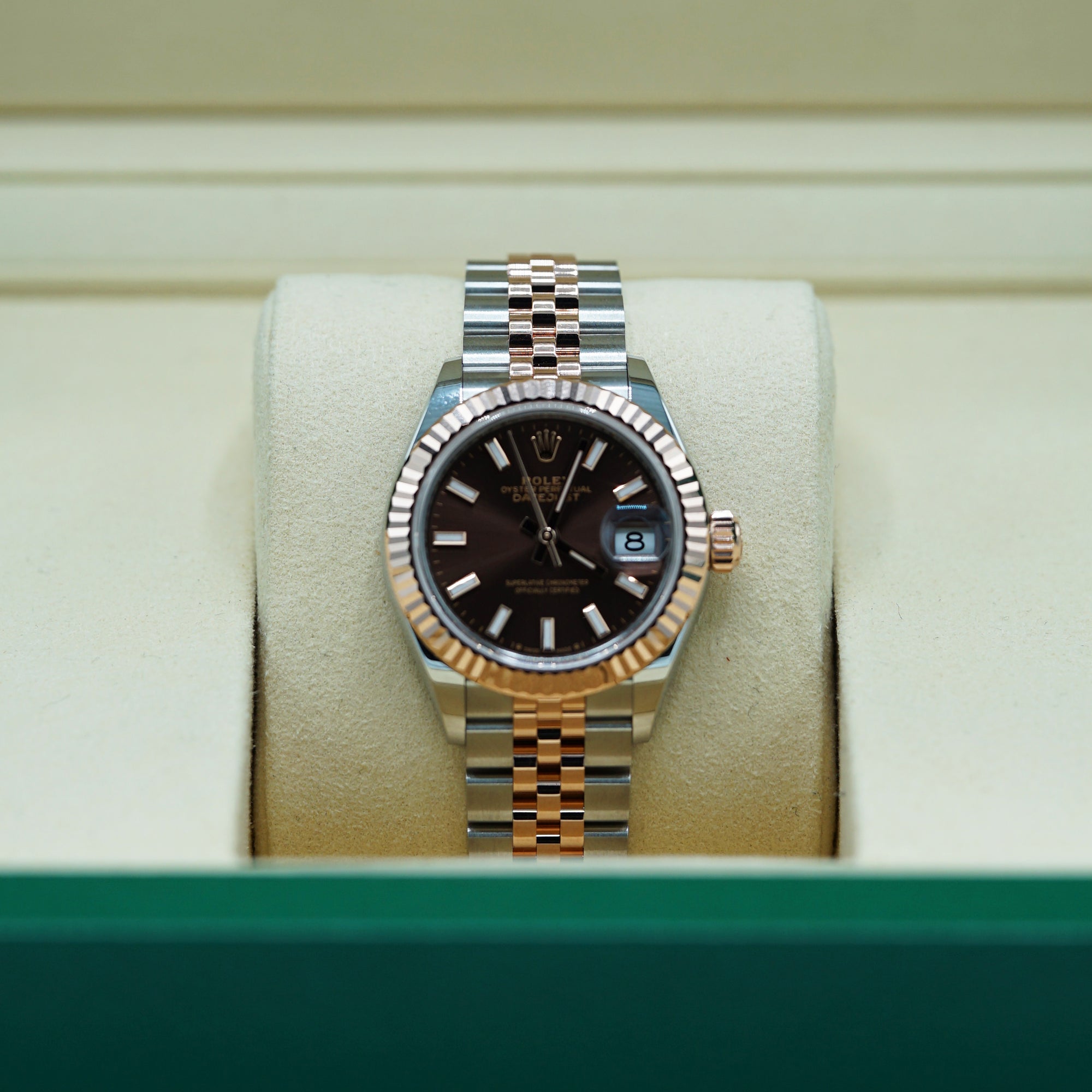 Rolex Lady-Datejust 28 mm Chocolate  Dial Oystersteel and Everose Gold Jubilee Bracelet 279171-0017 - WATCHXNYC