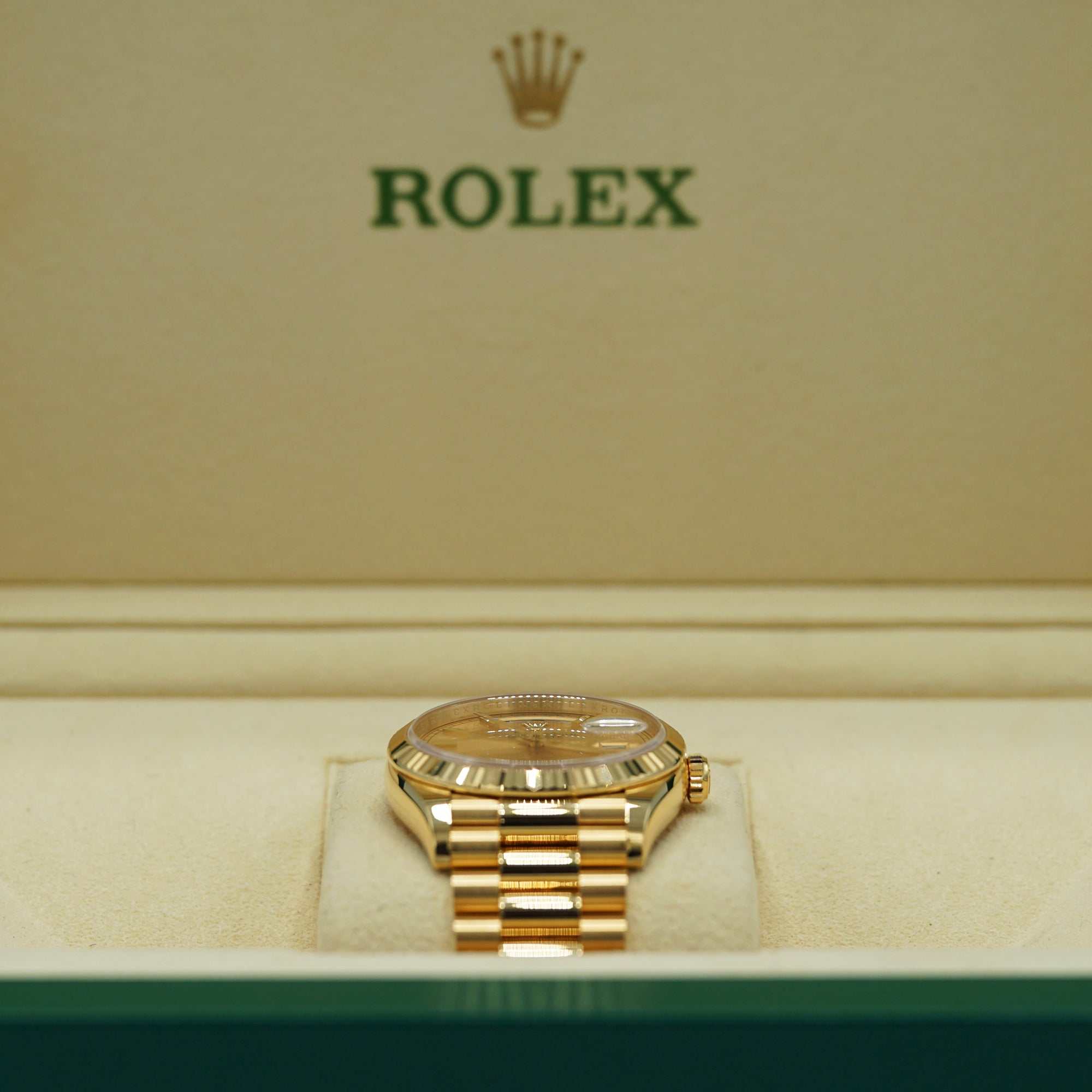 Rolex Day-Date 40 mm Champagne-Colour Dial 18k Yellow Gold President Bracelet 228238-0003 - WATCHXNYC