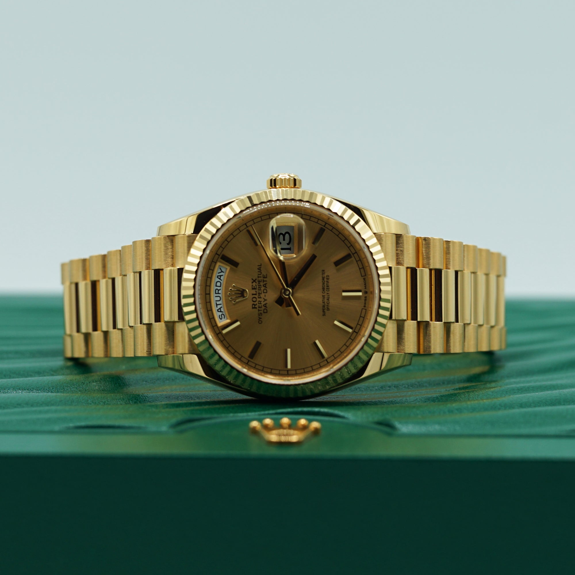 Rolex Day-Date 40 mm Champagne-Colour Dial 18k Yellow Gold President Bracelet 228238-0003 - WATCHXNYC