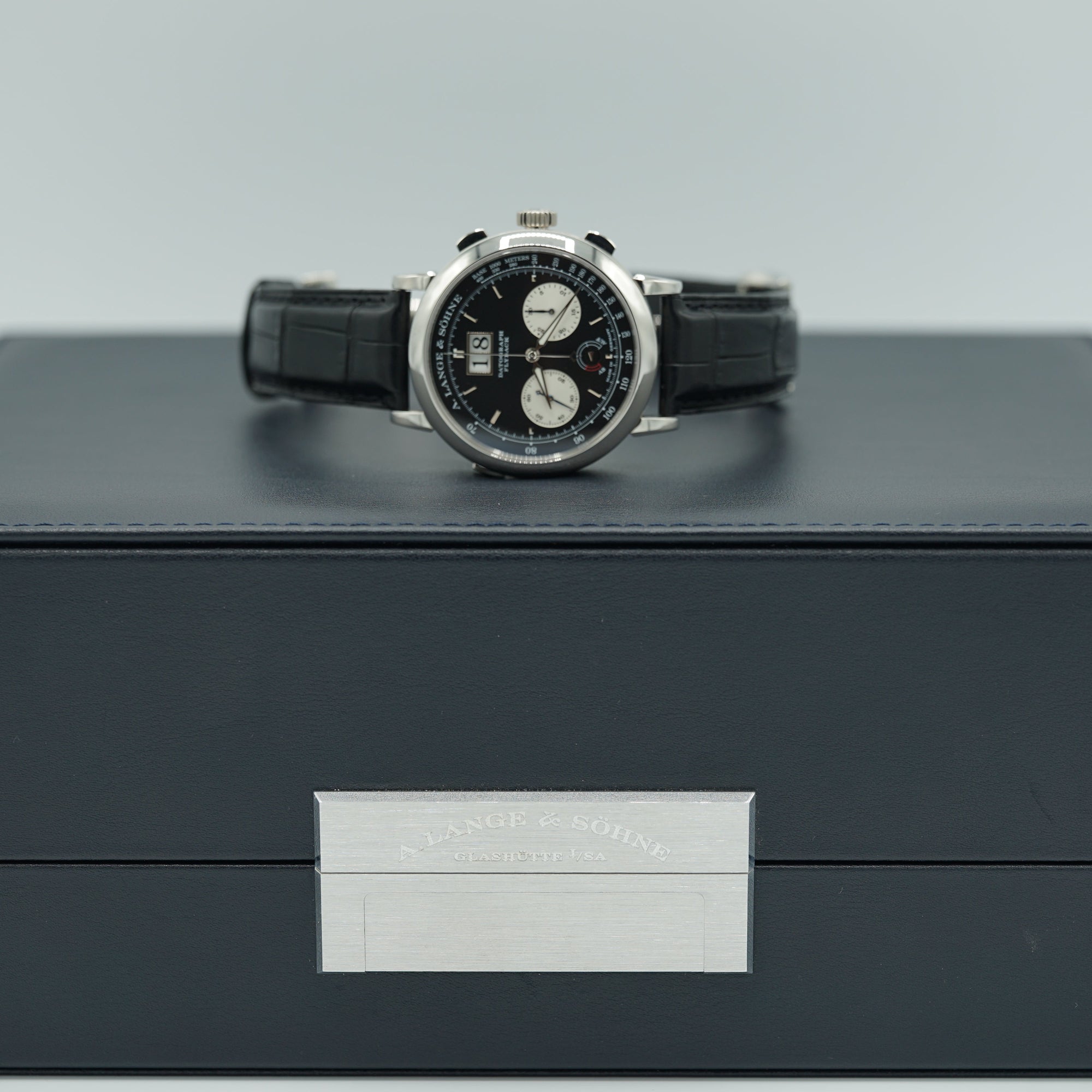 A. Lange &amp; Sohne DATOGRAPH UP/DOWN 41 mm Black Dial Platinum   Leather Strap 405.035 / LSLS4052AD - WATCHXNYC