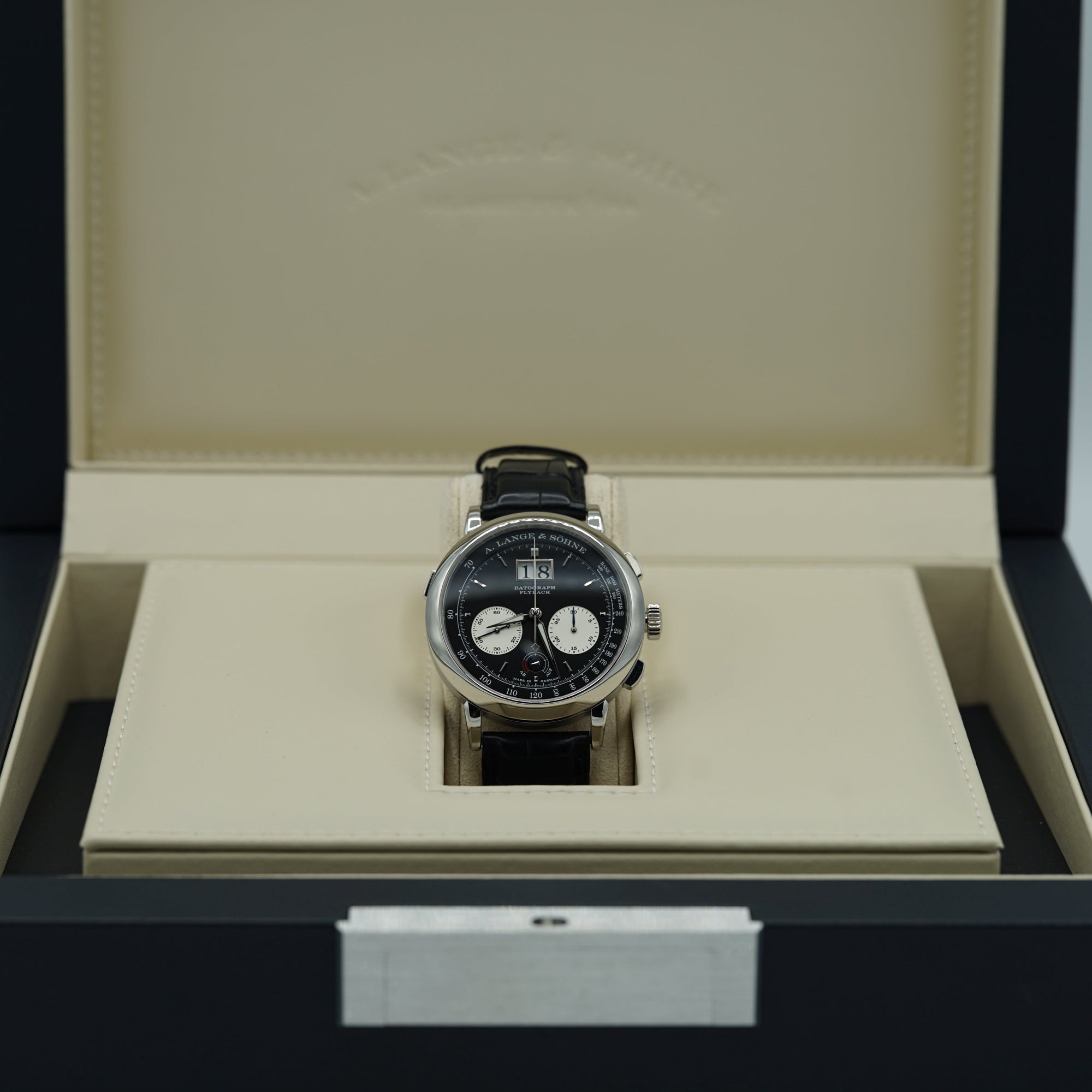 A. Lange &amp; Sohne DATOGRAPH UP/DOWN 41 mm Black Dial Platinum   Leather Strap 405.035 / LSLS4052AD - WATCHXNYC