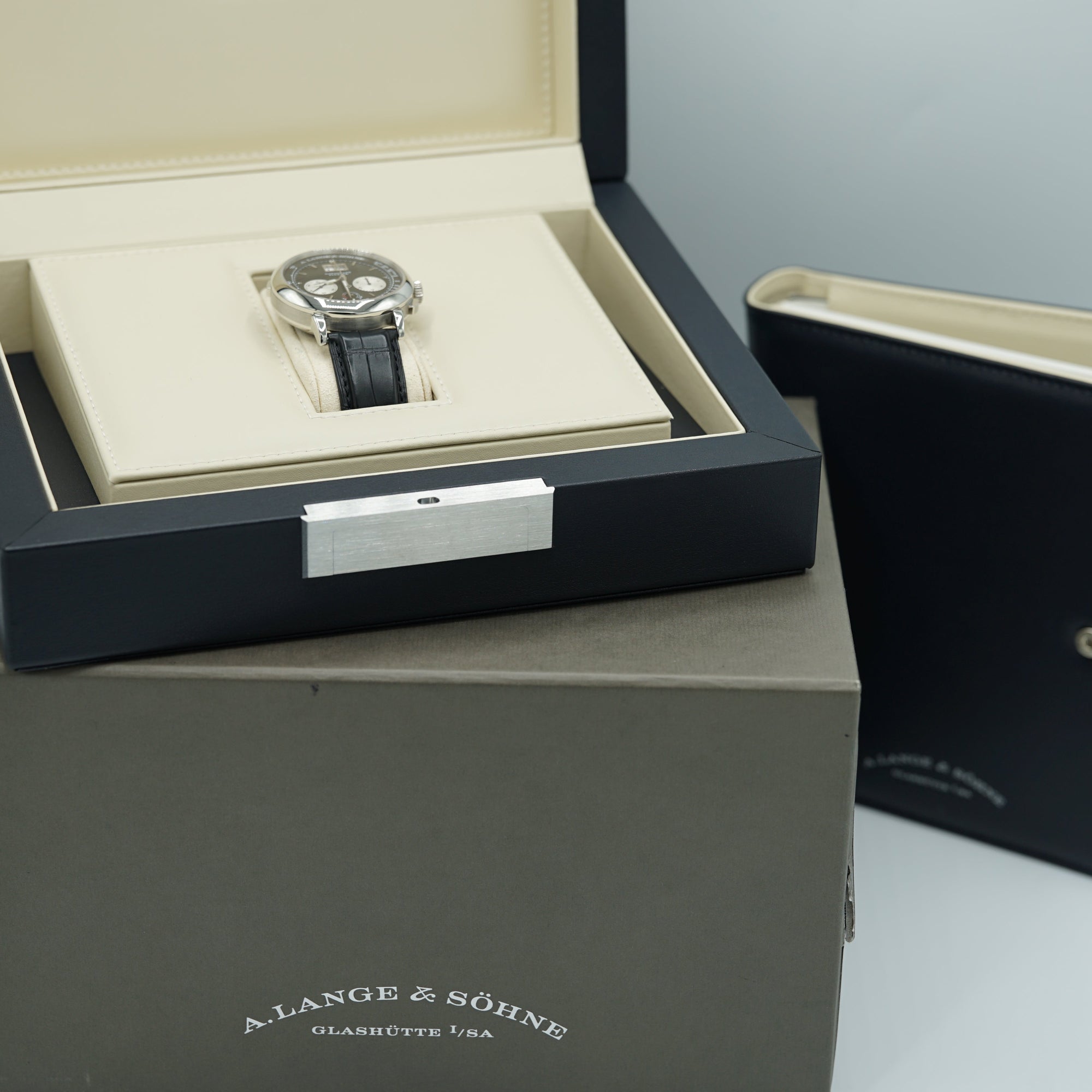 A. Lange &amp; Sohne DATOGRAPH UP/DOWN 41 mm Black Dial Platinum   Leather Strap 405.035 / LSLS4052AD - WATCHXNYC