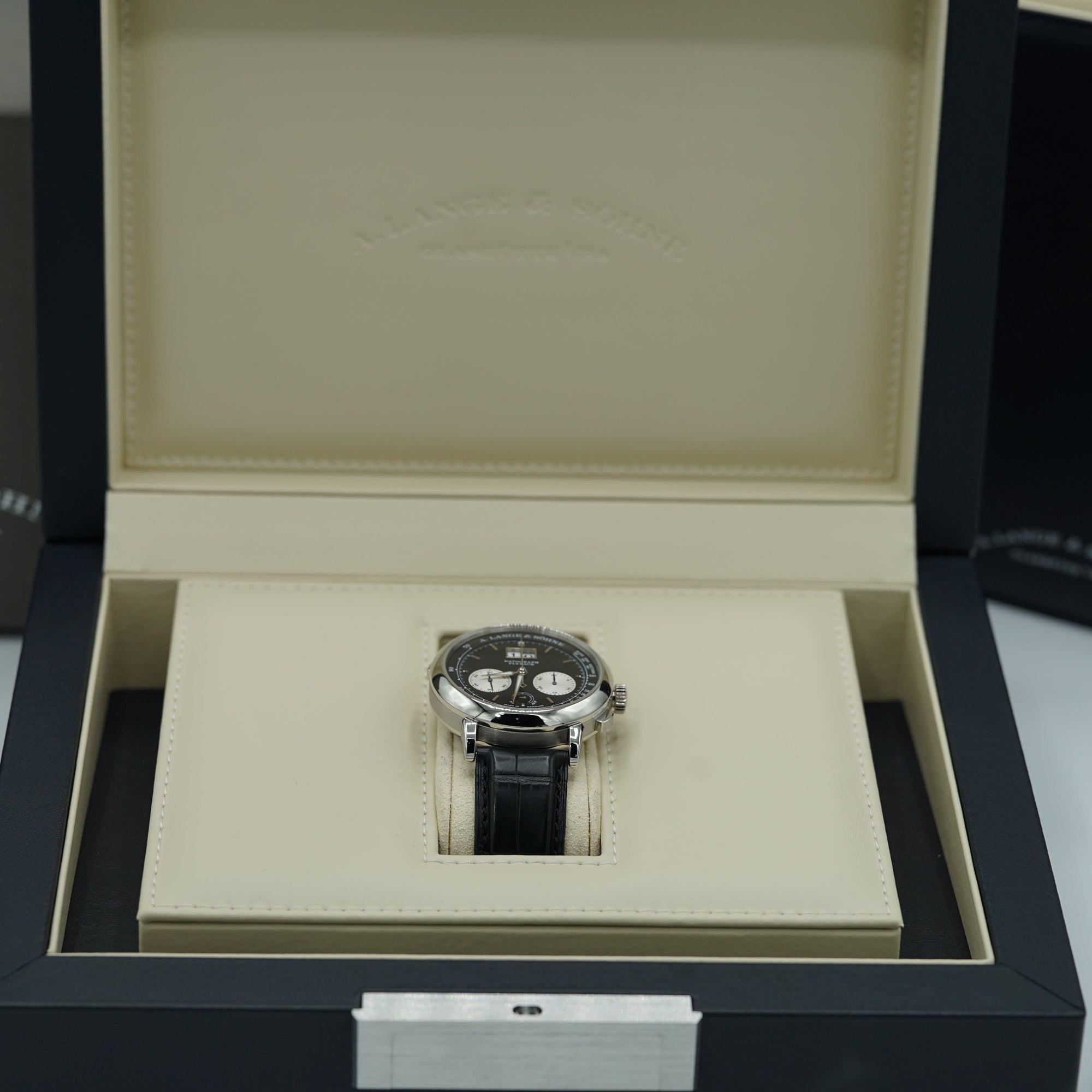 A. Lange &amp; Sohne DATOGRAPH UP/DOWN 41 mm Black Dial Platinum   Leather Strap 405.035 / LSLS4052AD - WATCHXNYC