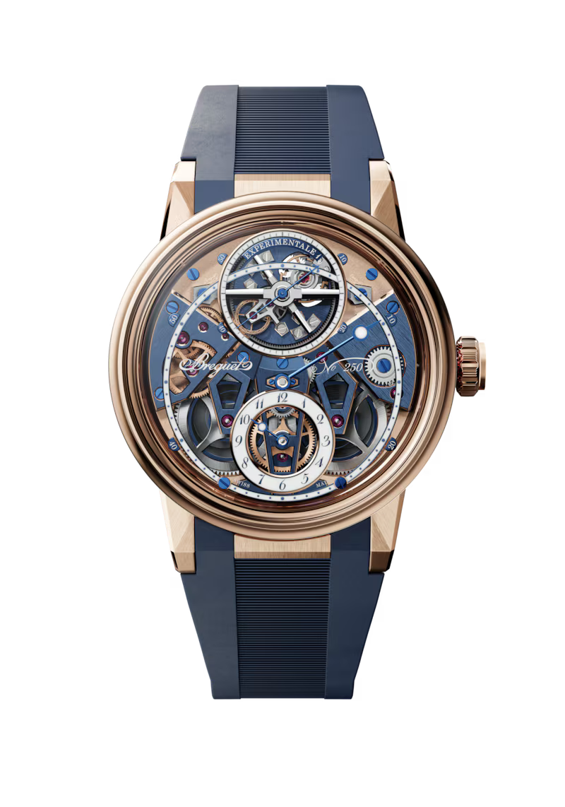 Breguet Expérimentale 1 Blue Dial 18K Breguet Gold Blue Rubber Strap 43.5 mm E001BH/S9/5ZV