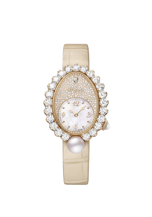 Breguet Reine de Naples Perles Impériales White Mother-of-Pearl Dial 18K Breguet Gold Beige Alligator Leather Strap 28.4 mm GJ29BH89254DD59