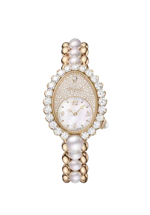 Breguet Reine de Naples Perles Impériales White Mother of Pearl Dial 18K Breguet Gold Bracelet 28.4 mm GJ29BH89254DD5J4