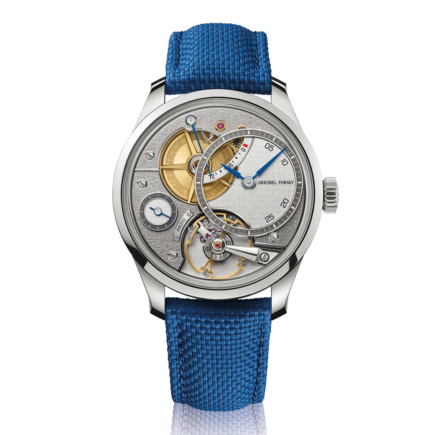 Greubel Forsey Balancier QM Rhodium Dial 18K White Gold Blue Rubber Strap 39.60 mm