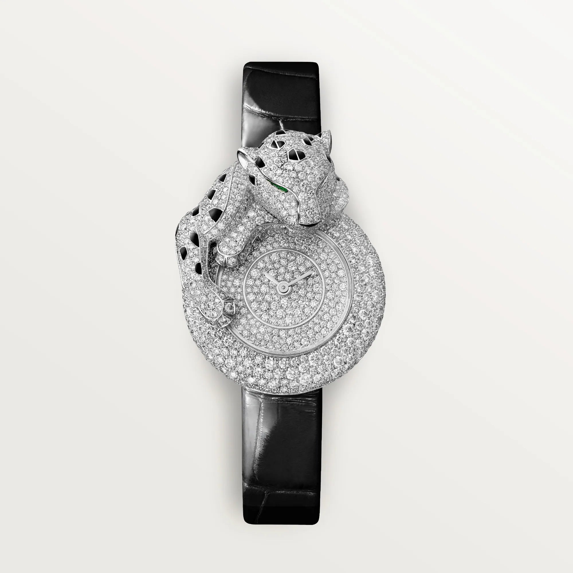 Cartier Songeuse White Gold Dial 18K White Gold Black Alligator Leather Strap HPI01760