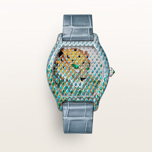 Cartier Panthère Métiers d'Art watch White Gold Dial 18K White Gold Gray-Blue Alligator Leather Strap HPI01811