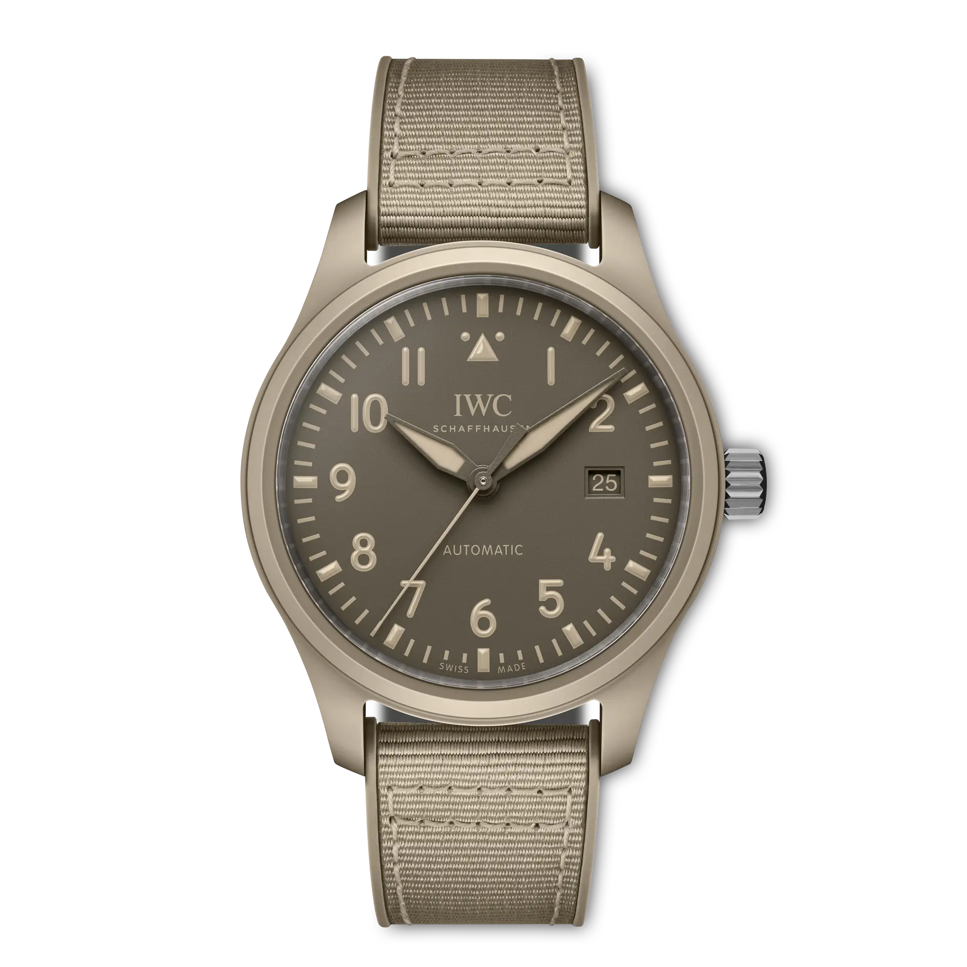 IWC Pilot's Watch Automatic 41 TOP GUN Mojave Desert Brown Dial Ceramic Beige Rubber Strap 41 mm IW328106