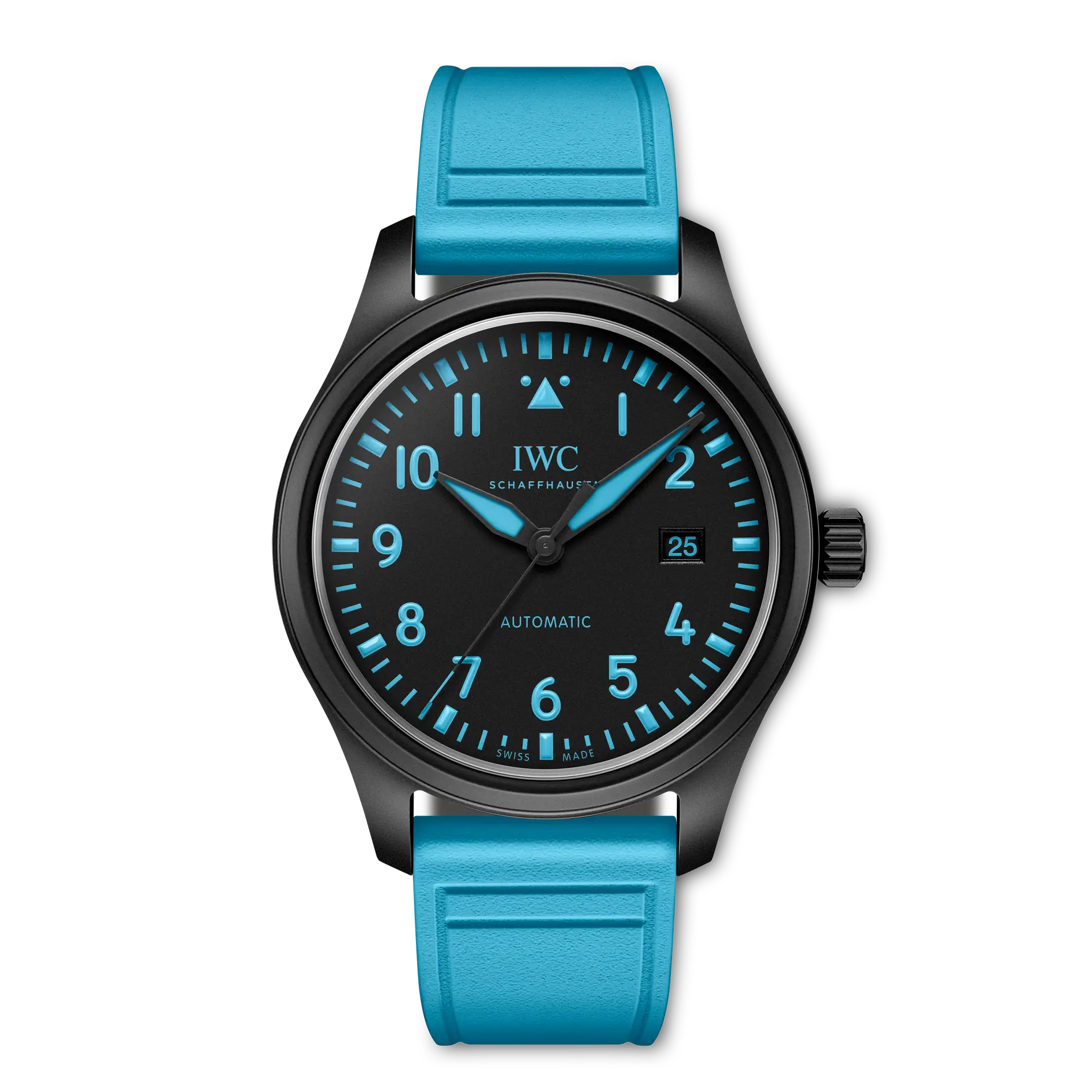 IWC Pilot's Watch Automatic 41 George Russell Black Dial Black Ceramic Blue Rubber Strap 41 mm IW328107