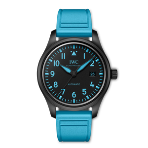 IWC Pilot's Watch Automatic 41 George Russell Black Dial Black Ceramic Blue Rubber Strap 41 mm IW328107