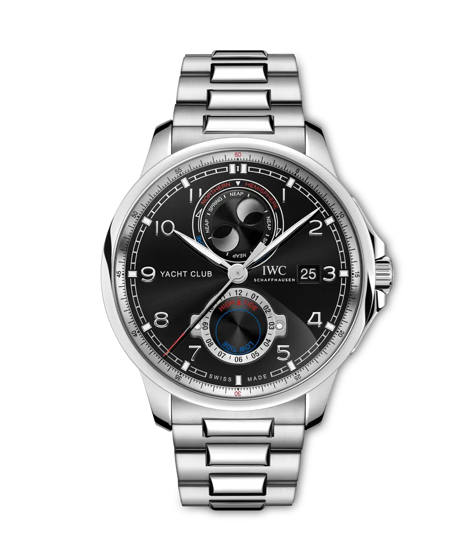 IWC Portugieser Yacht Club Moon &amp; Tide Black Dial Steel Bracelet 44.6 mm IW344002