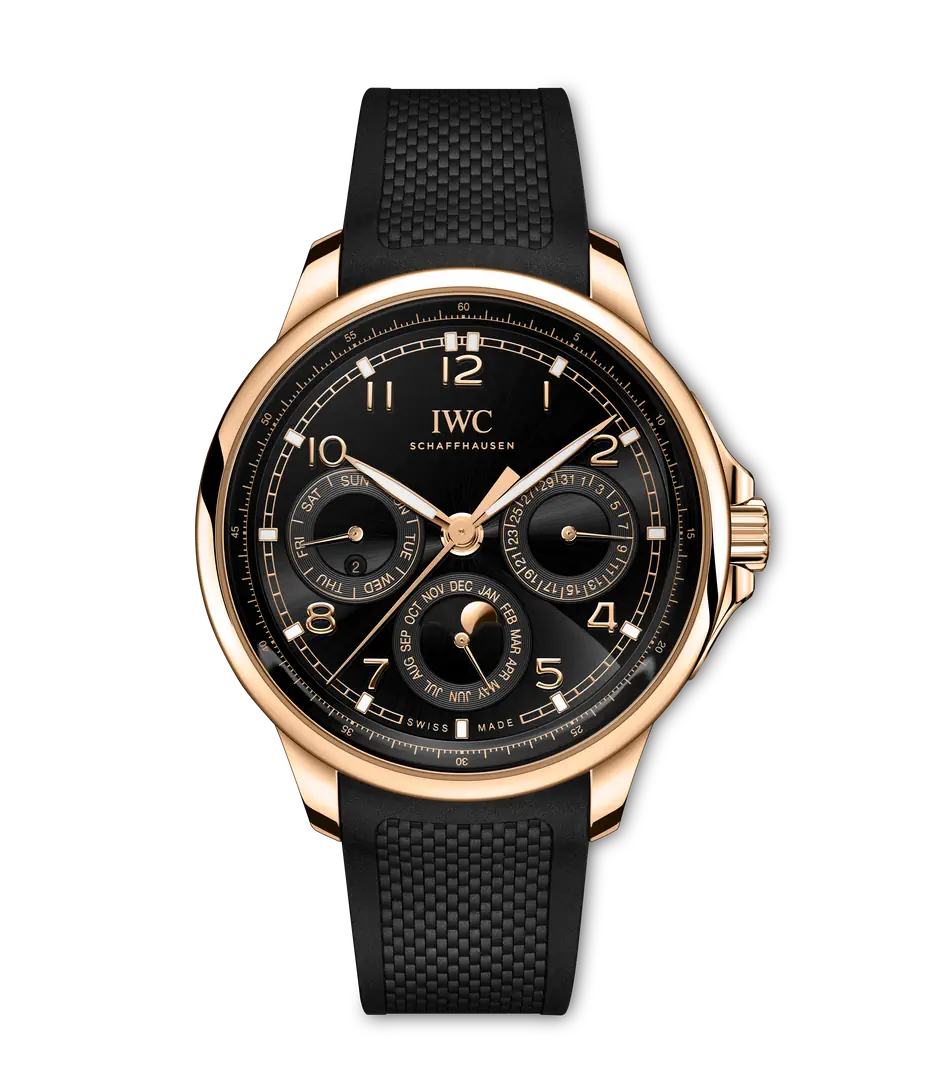 IWC Portugieser Yacht Club Perpetual Calendar 42 Black Dial 18K Armor Gold® Black Rubber Strap 42.4 mm IW344101