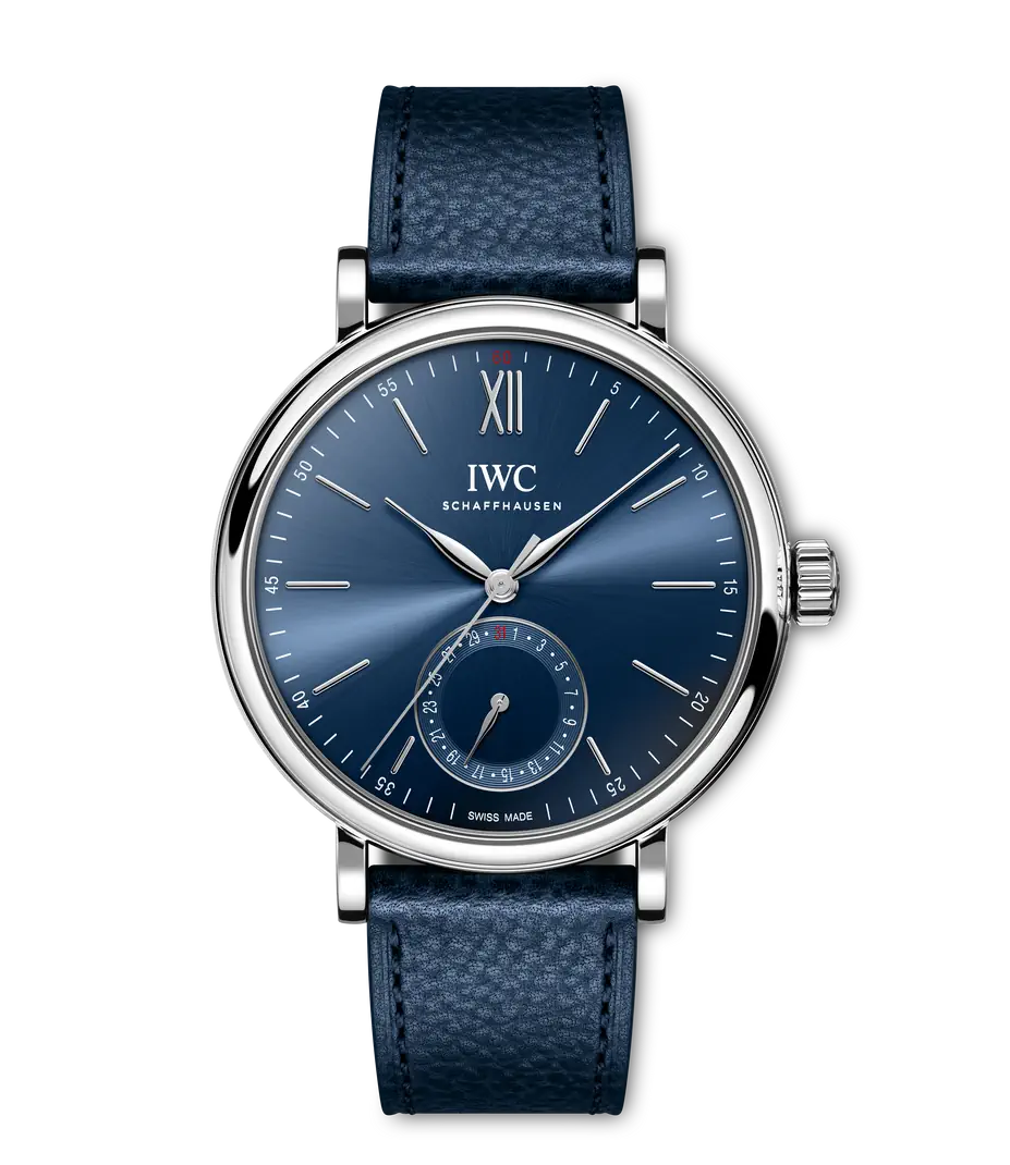 IWC Portofino Automatic Pointer Date Laureus Blue Dial Steel Blue Calfskin Strap 39 mm IW359202