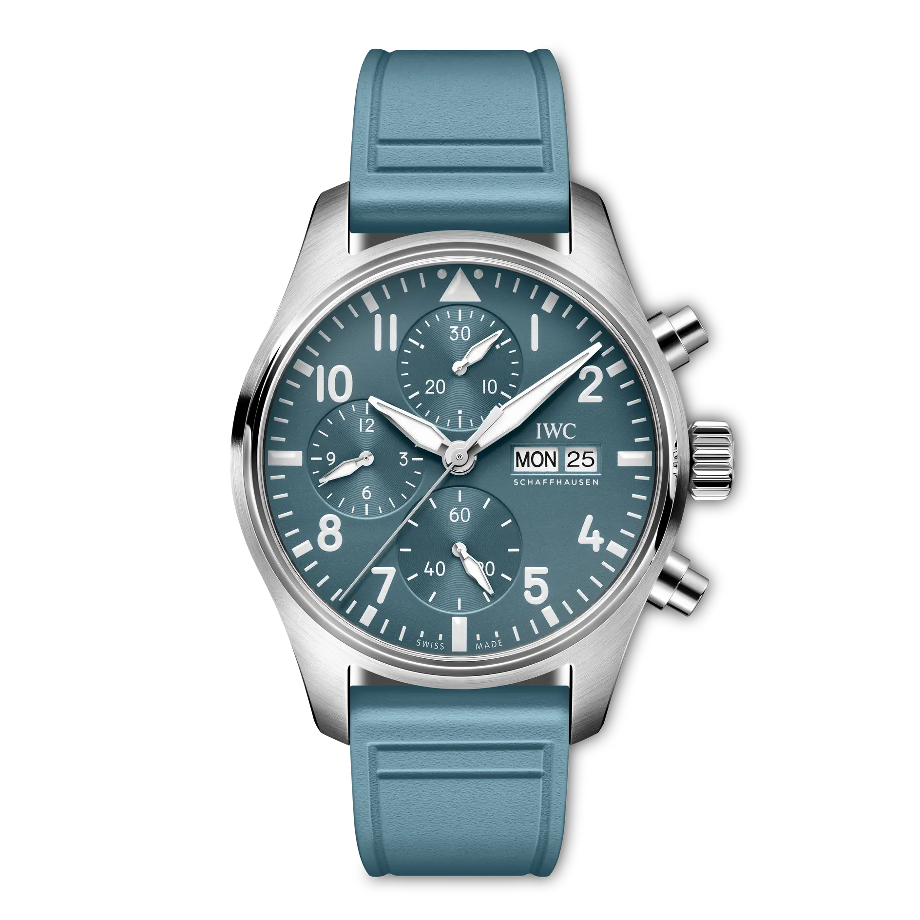 IWC Pilot's Watch Chronograph 41 Blue Dial Steel Light Blue Rubber Strap 41 mm IW388117