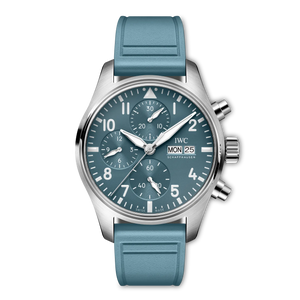 IWC Pilot's Watch Chronograph 41 Blue Dial Steel Light Blue Rubber Strap 41 mm IW388117