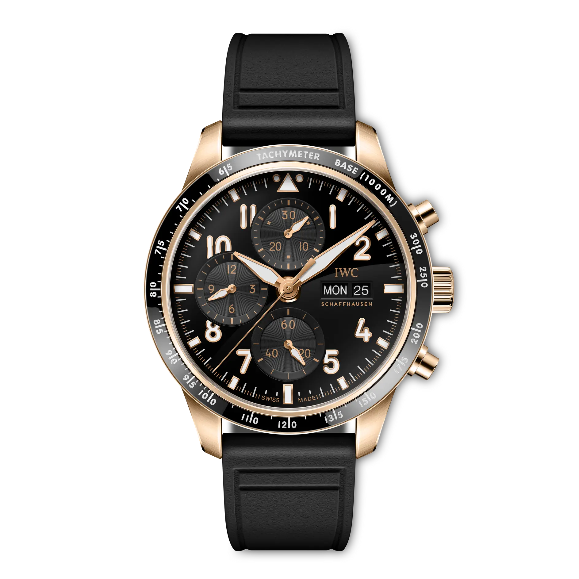 IWC Pilot’s Watch Performance Chronograph 41 Black Dial 18K 5N Gold Black Rubber Strap 41 mm IW388309