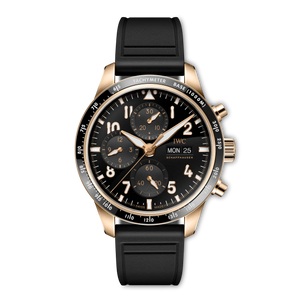 IWC Pilot’s Watch Performance Chronograph 41 Black Dial 18K 5N Gold Black Rubber Strap 41 mm IW388309