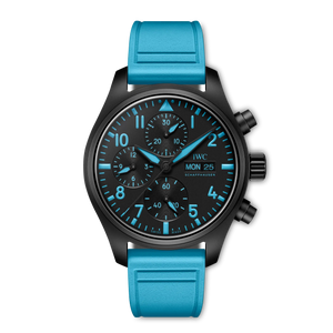 IWC Pilot's Watch Chronograph 41 George Russell Black Dial Black Ceramic Blue Rubber Strap 41.9 mm IW389411