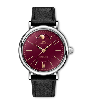 IWC Portofino Automatic Moon Phase 37 Year of the Snake Red Dial Steel Black Calfskin Strap 37.1 mm IW459604