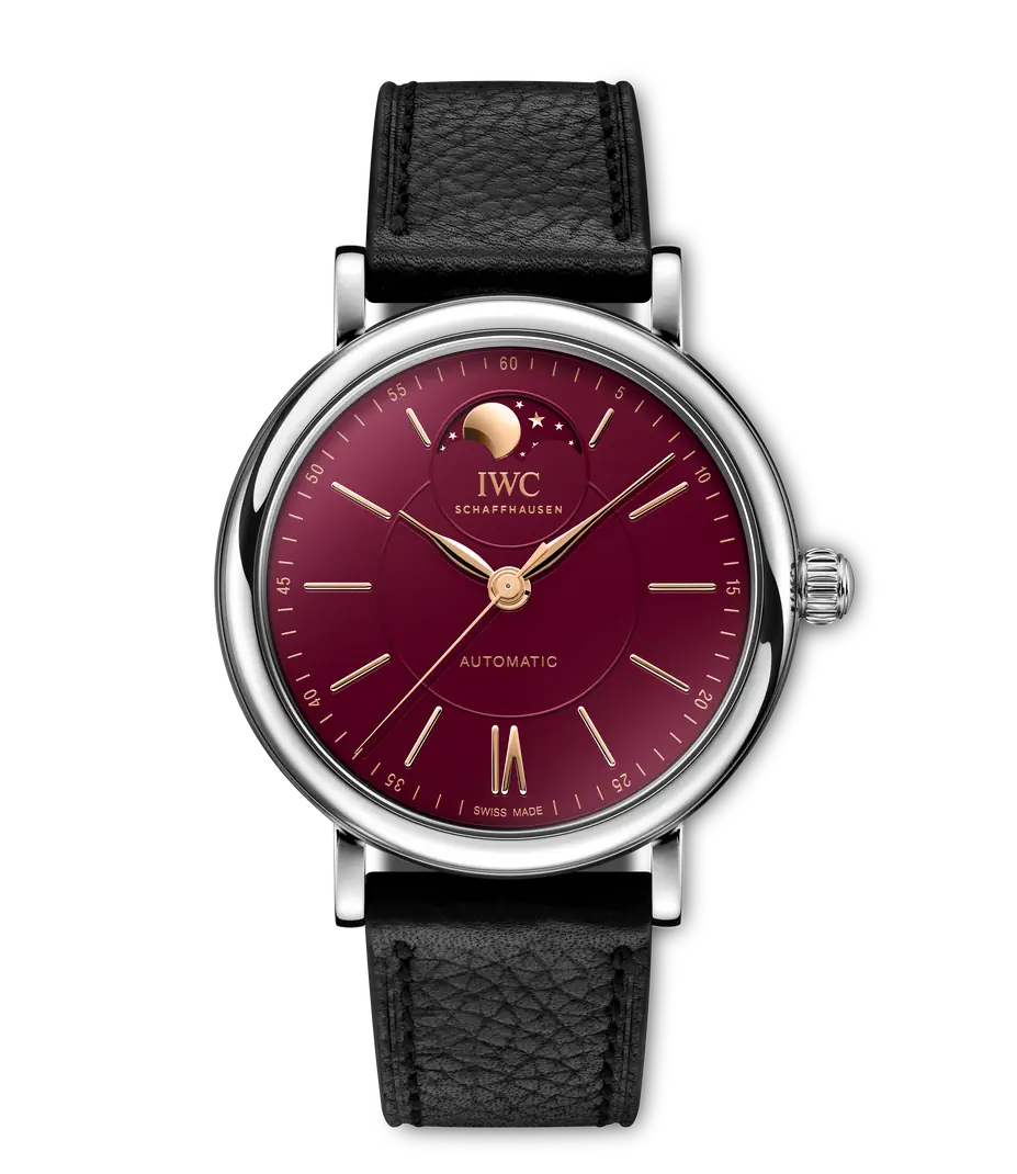 IWC Portofino Automatic Moon Phase 37 Year of the Snake Red Dial Steel Black Calfskin Strap 37.1 mm IW459604
