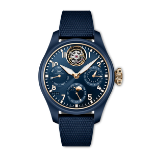 IWC Big Pilot’s Watch Perpetual Calendar Tourbillon Le Petit Prince Blue Dial Ceramic Blue Rubber Strap 46.5 mm IW504901