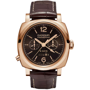Panerai Radiomir 1940 Chrono Monopulsante 8 Days GMT Oro Rosso Brown Dial Goldtech Dark Brown Alligator Leather Strap 45 mm PAM00502