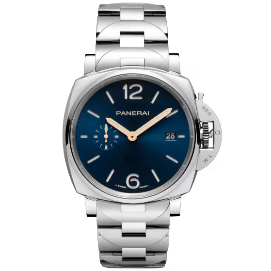 Panerai Luminor Due 42mm Blue Dial Polished Stainless Steel Bracelet PAM01124