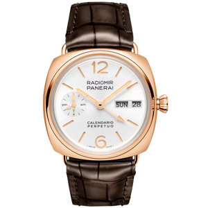 Panerai Radiomir Perpetual Calendar White Dial Goldtech™ Dark Brown Alligator Leather Strap 45 mm PAM01453